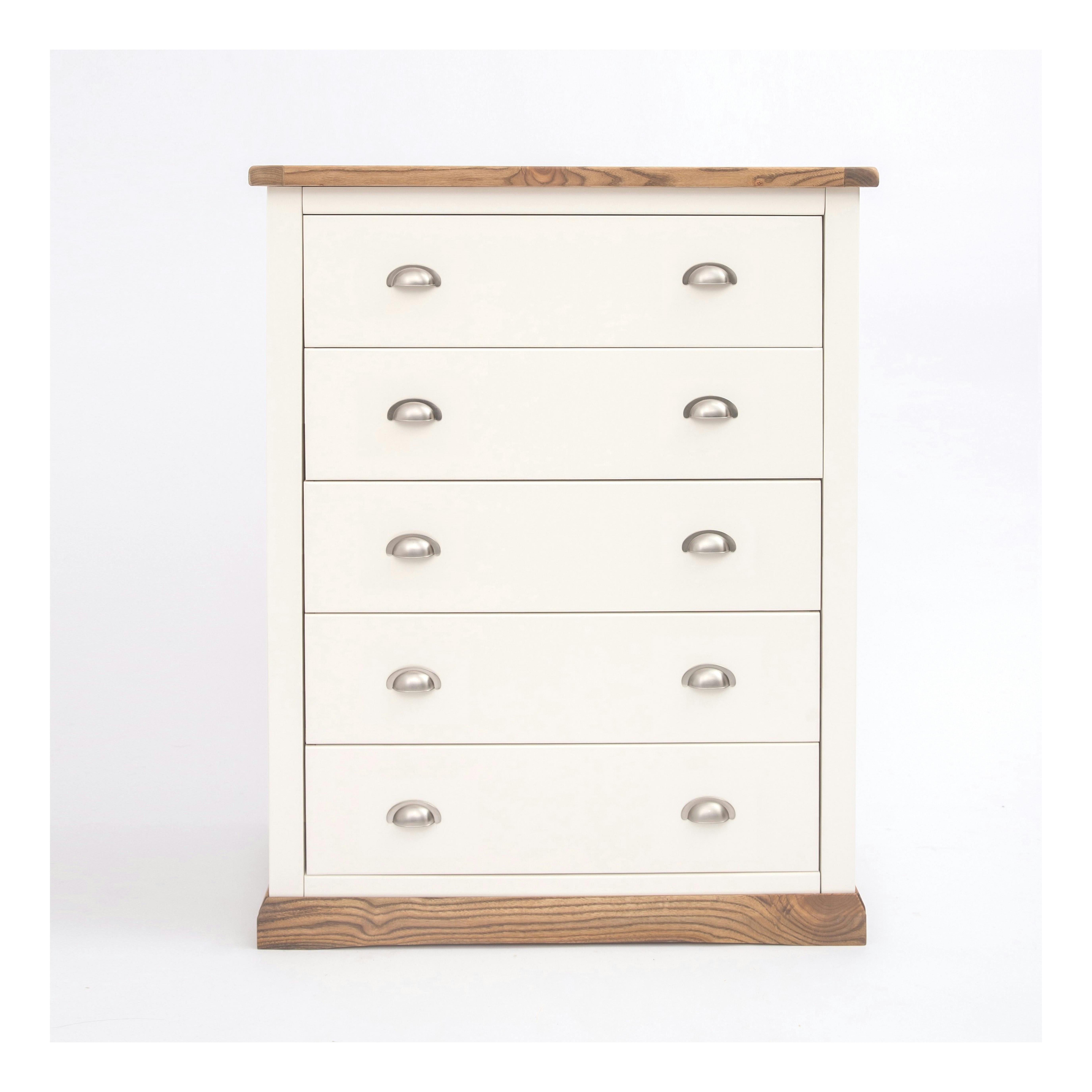 Rackhams White Tropea 5 Drawer Chest Of Drawers Chrome Cup Handle - Off