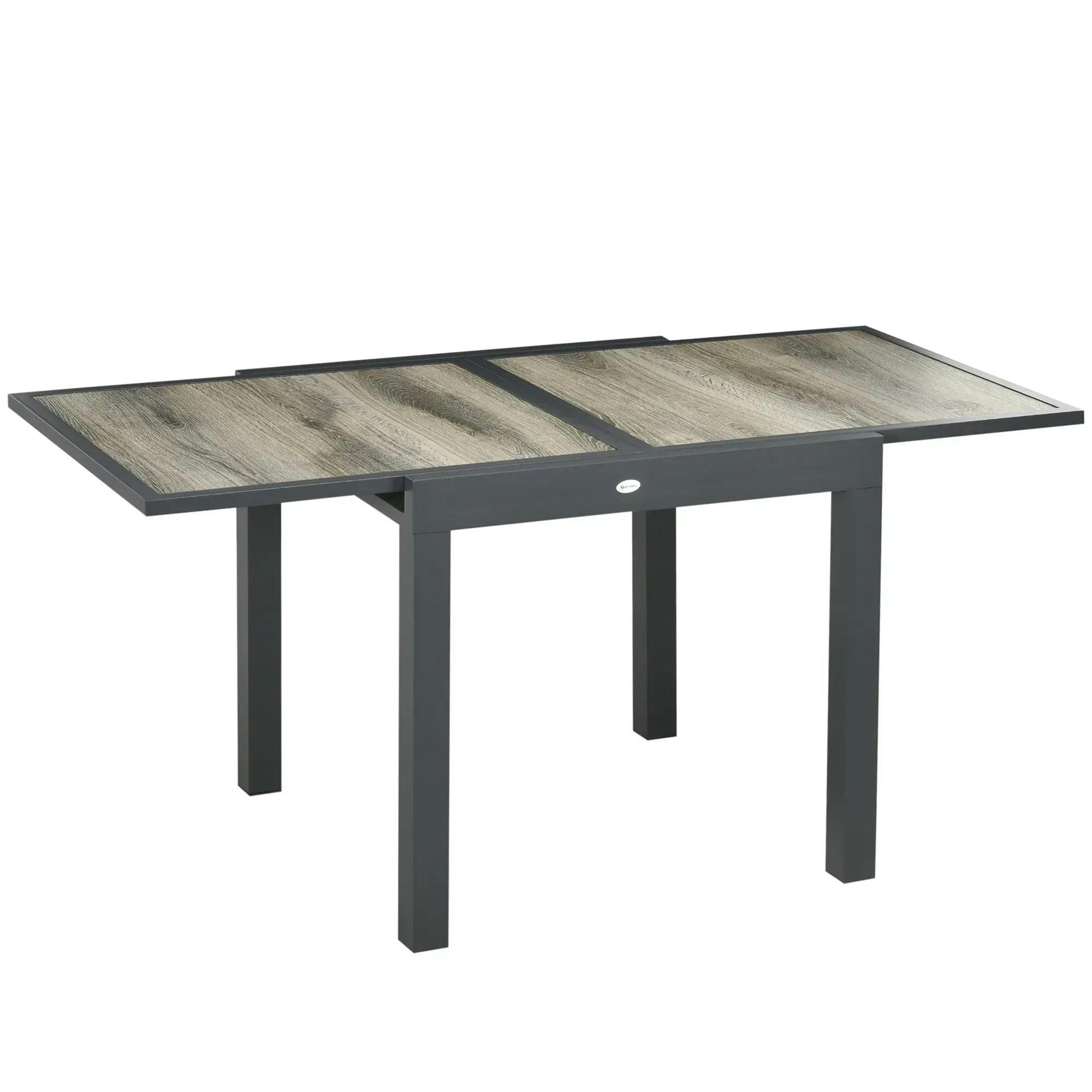 Bobobiy Beige Extending Garden Table, Outdoor Dining Table For 6, Aluminium Frame Rectangular Patio Table With Plastic Board Tabletop,80/160L X 80W X 75H Cm, - Image 7