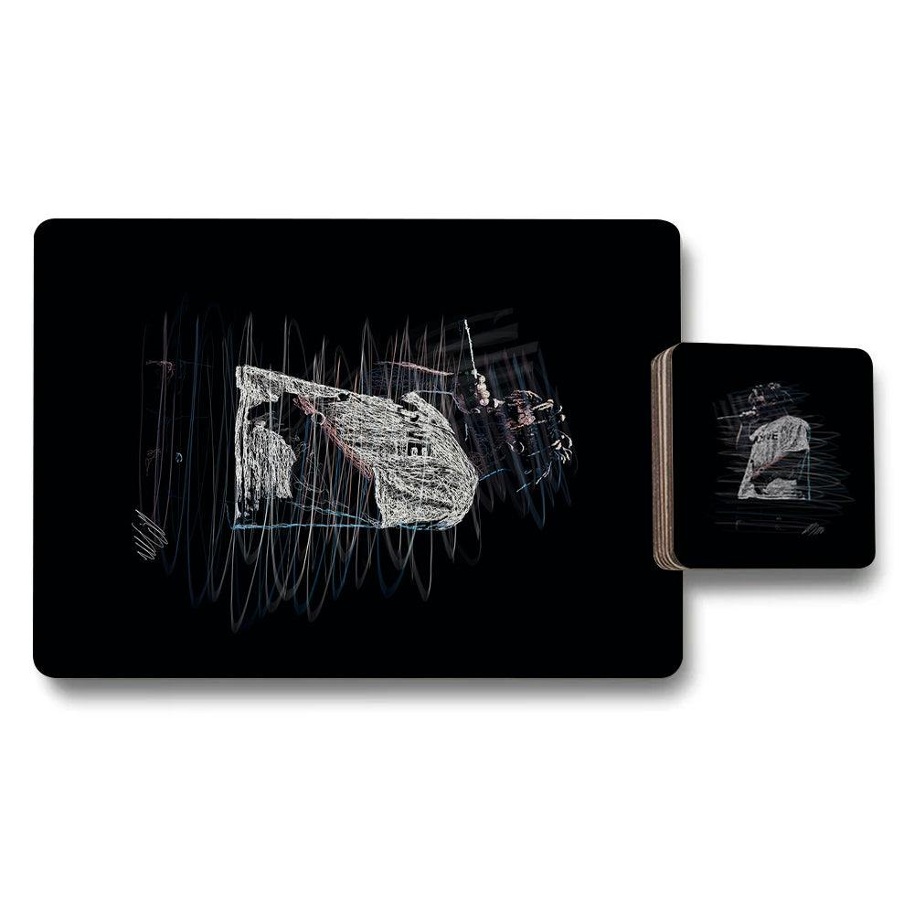 Rackhams Set Of 12 Placemats And Coasters With Designer Artwork And Wood Bottom