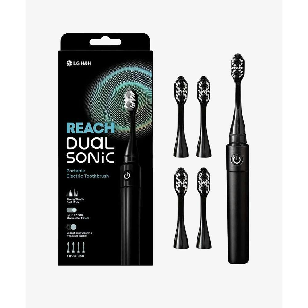 Lg Black Reach Dual Sonic Toothbrush Includes 4 Toothbrush Heads 27000 Vpm - Sonic Toothbrush - 1