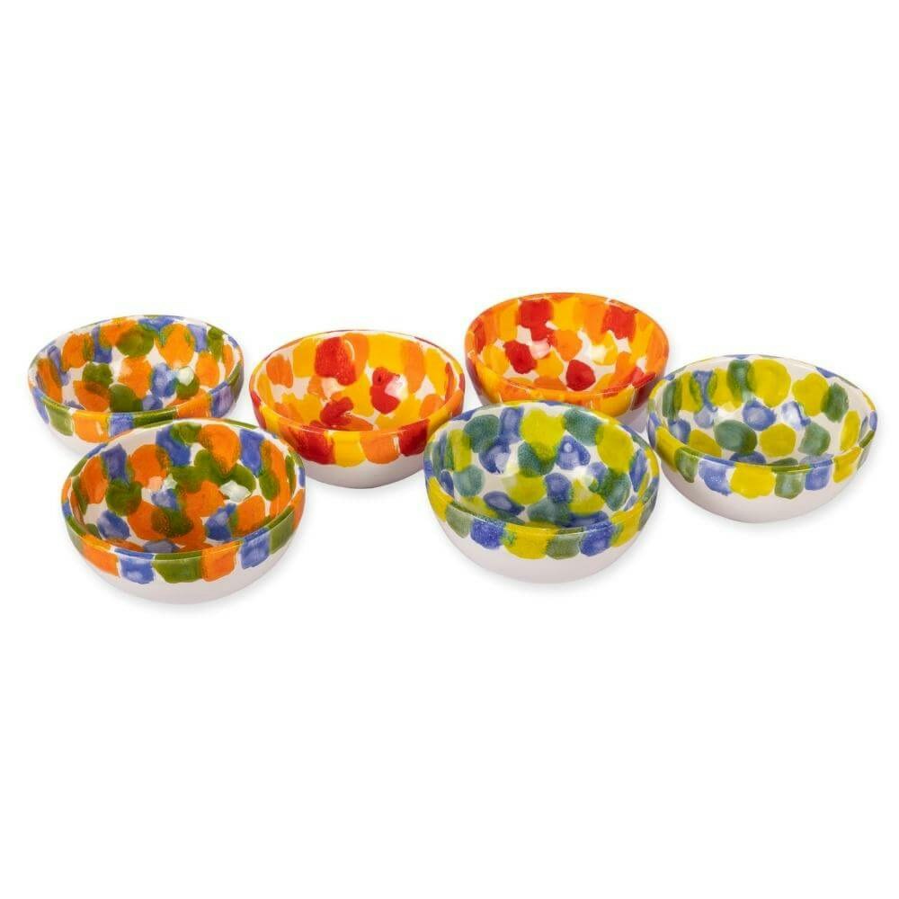 Rackhams Red/Green/Blue Petalo - Tapas Bowl 12Cm - Mixed Set - Ceramic - 6
