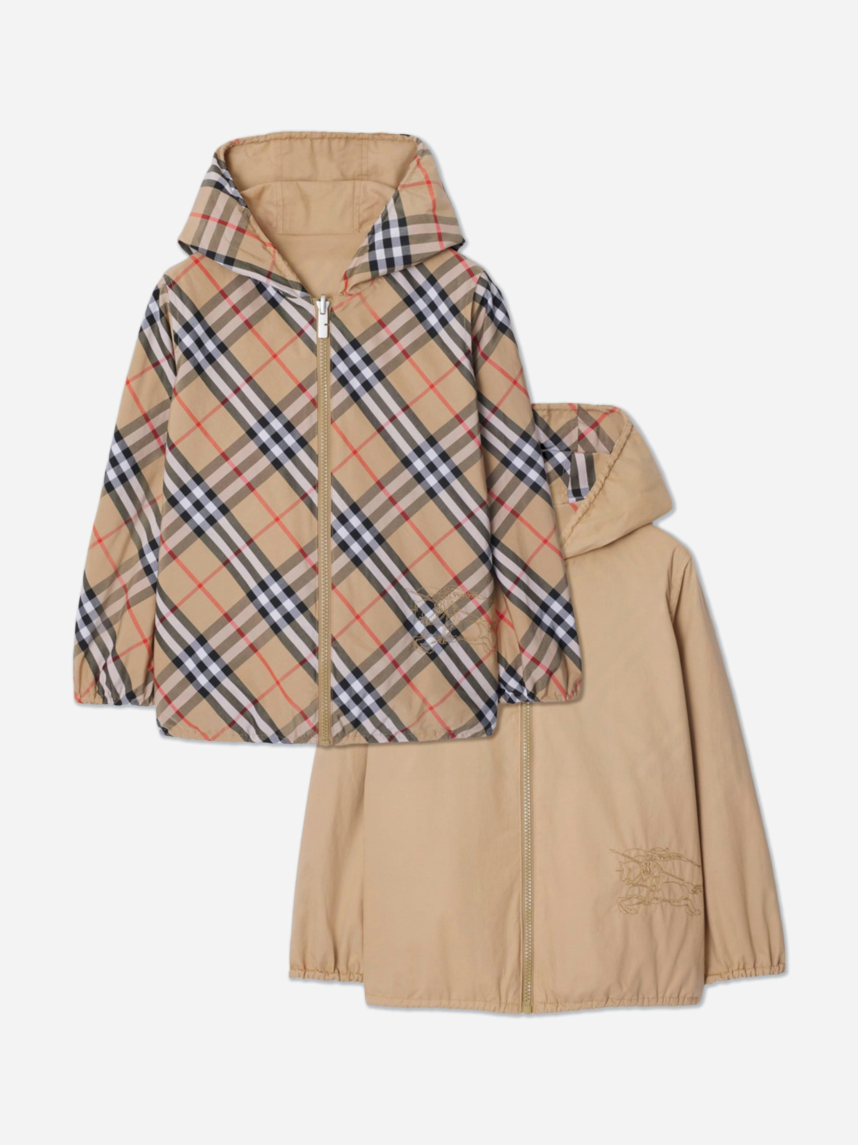 Burberry Kids Boys Beige Burberry Rufus Check Reversible Jacket In - 12 Yrs