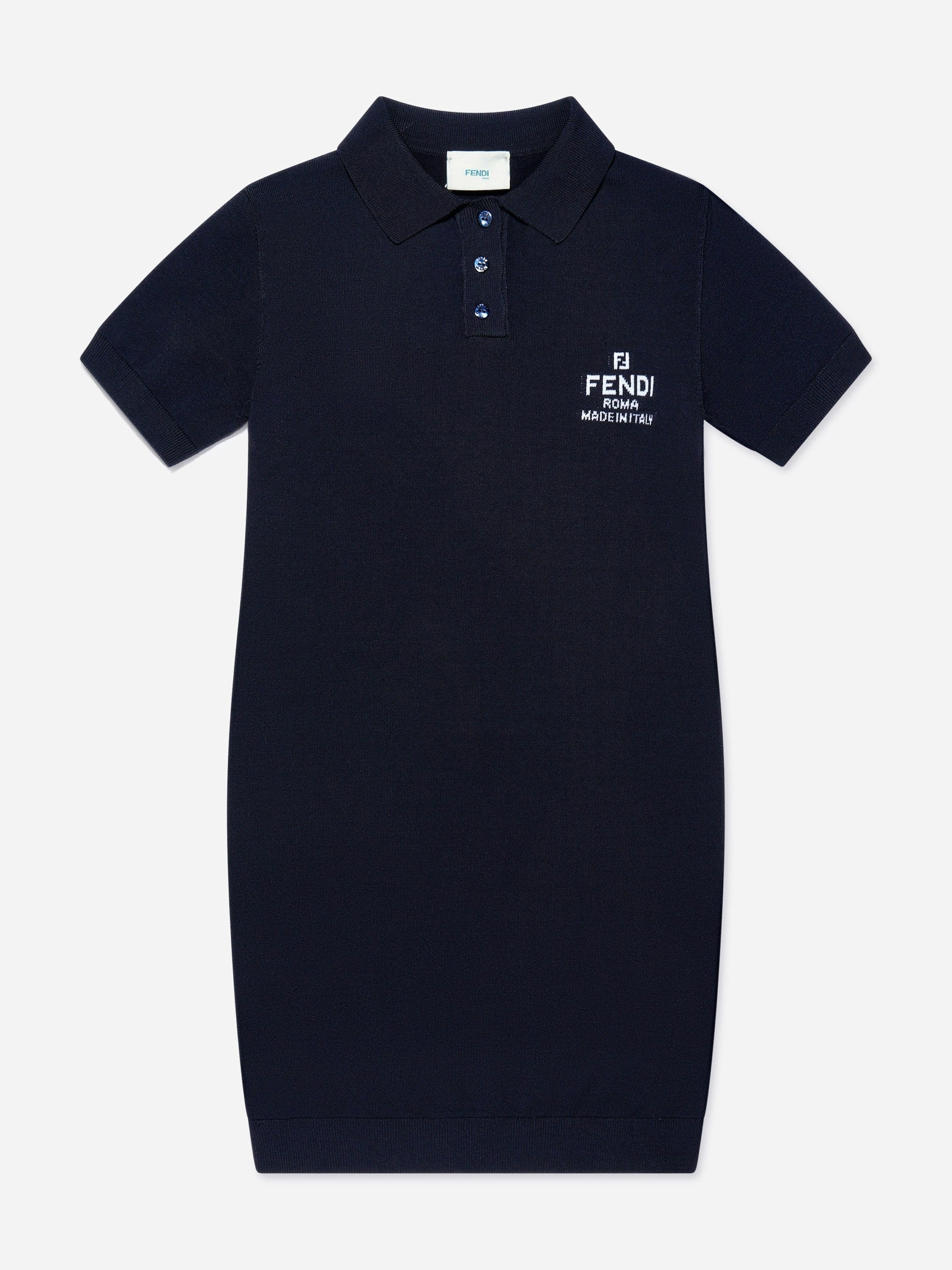 Fendi Kids Girls Fendi Logo Dress In Navy - Navy - 6 Yrs