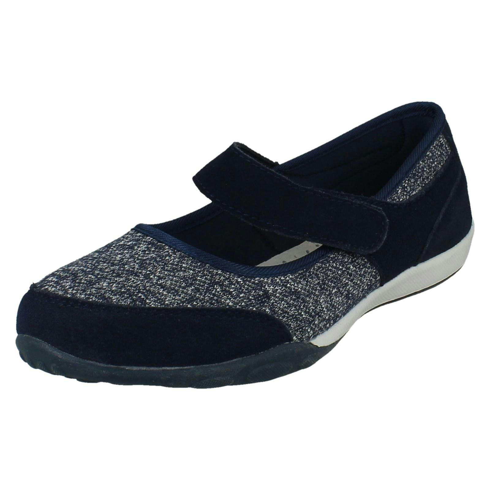 Down To Earth Women's Casual Hook And Loop Shoes F80559 - Navy - Uk 3