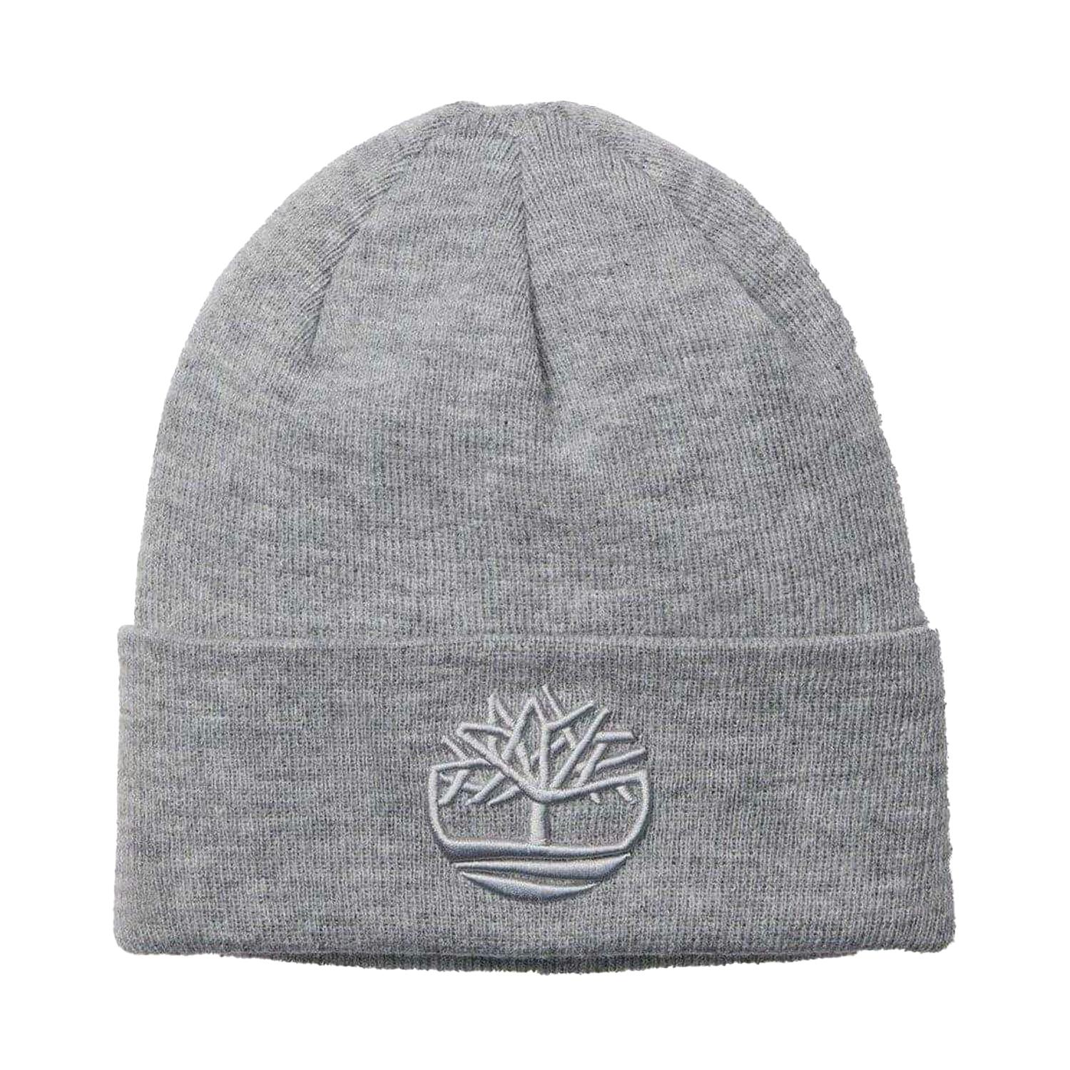 Timberland Unisex Grey Adult Logo Ribbed Beanie - Medium - One Size - Medium