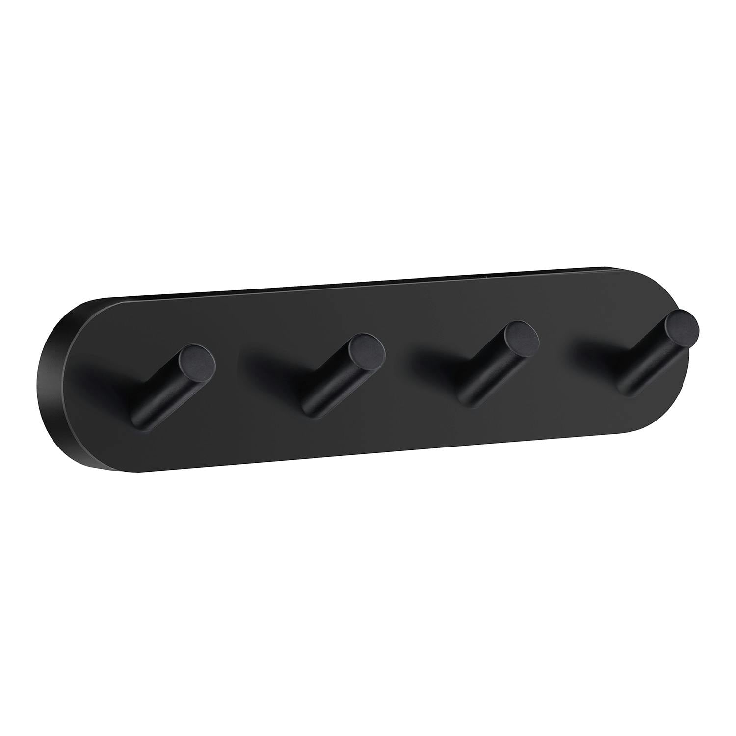 Smedbo Black Matt Quadruple Towel Hook Rail 40Mm X 178Mm Wall Mounted Bathroom Rounded Robe Hooks Clothes Hanger Coat Peg