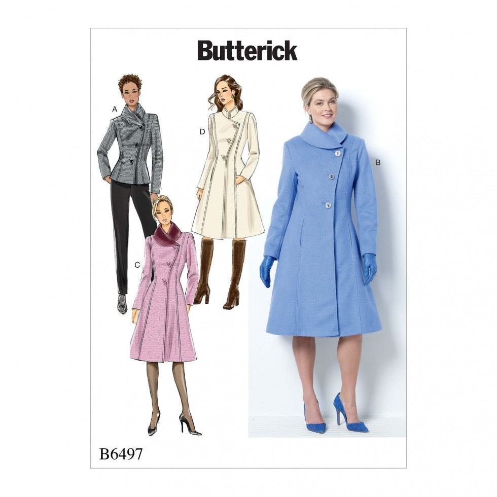 Butterick Women's Sewing Pattern 6497, Coats, Jackets For B5 (8-10-12-14-16) - Intermediate - B5 (8-10-12-14-16)