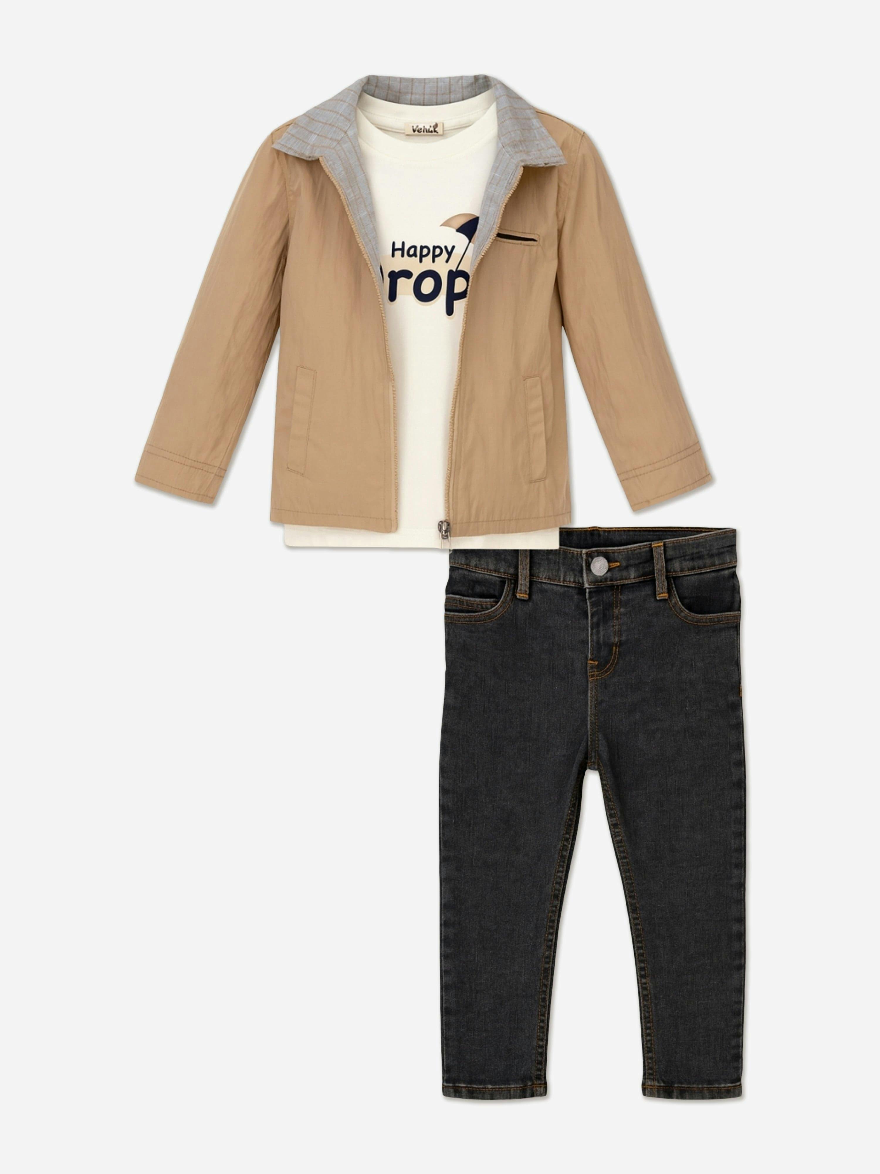 Mininio Boys Beige 3 Piece Outfit Set In - 18 - 24 Mths