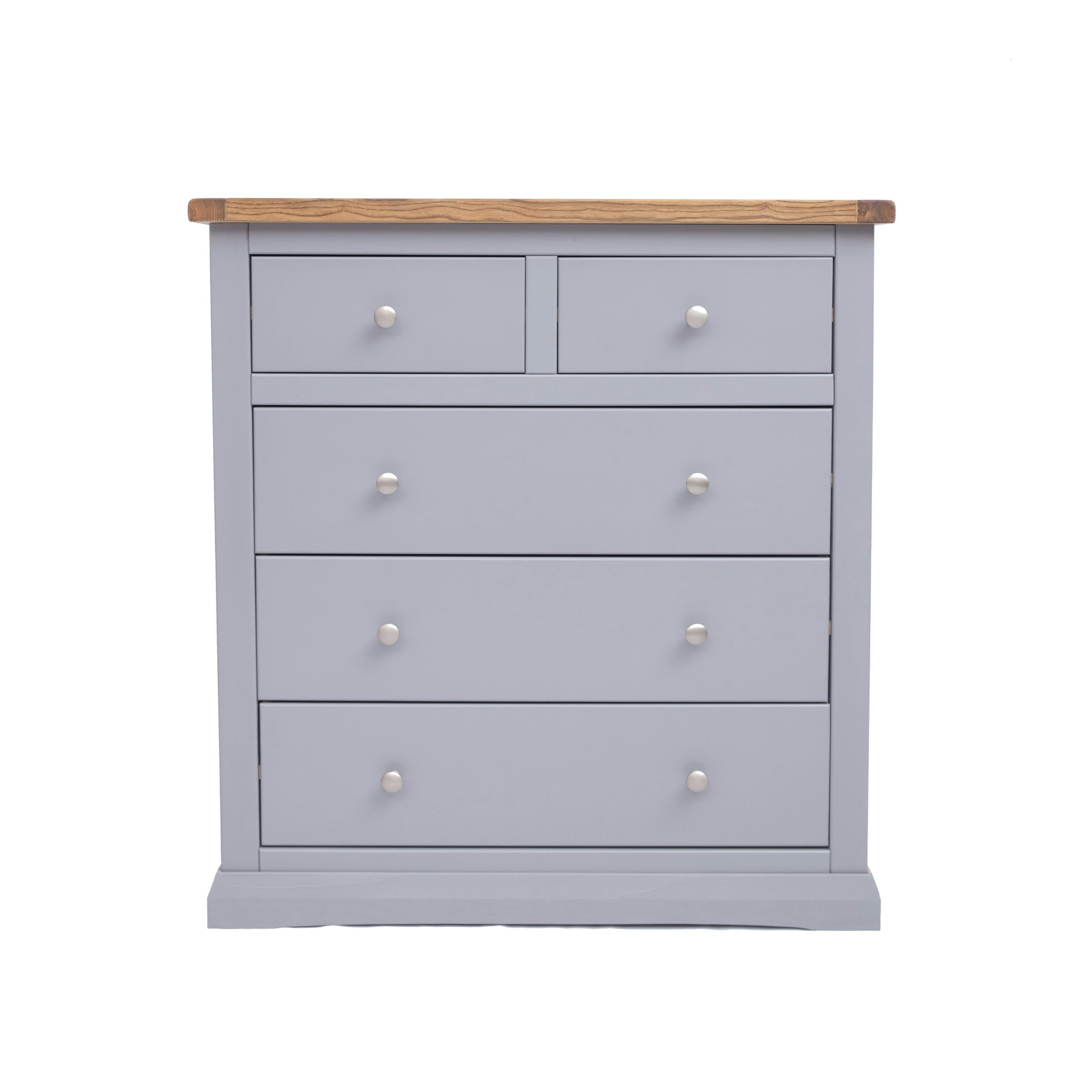 Rackhams Grey Rocca 5 Drawer Chest Of Drawers Chrome Knob