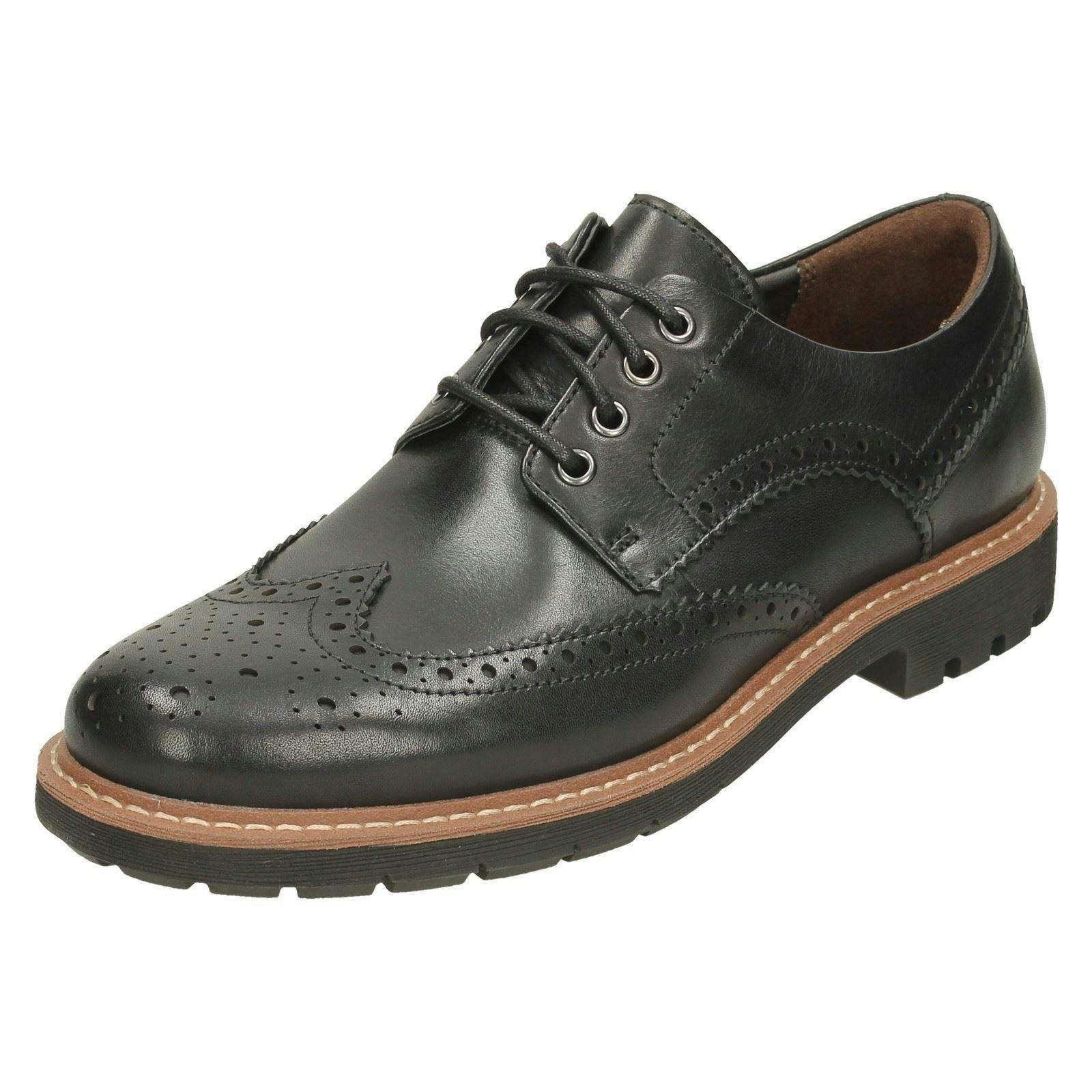 Clarks Men's Black Formal Brogues Batcombe Wing - Uk 7.5