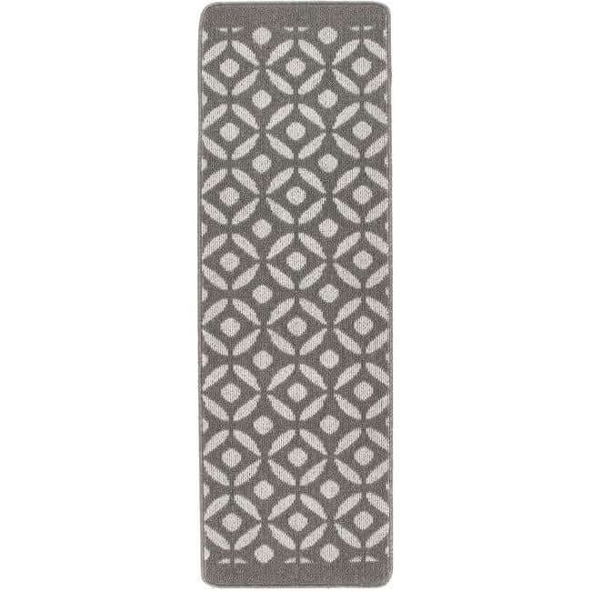 Rackhams Grey Washable Geometric Mat And Runner - 67X200 Cm