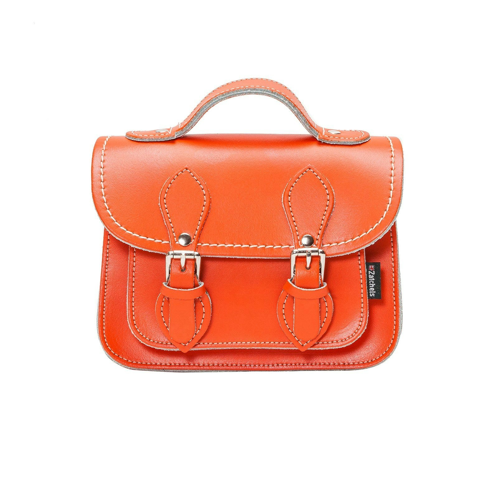 Zatchels Orange Handmade Leather Micro Satchel - Small