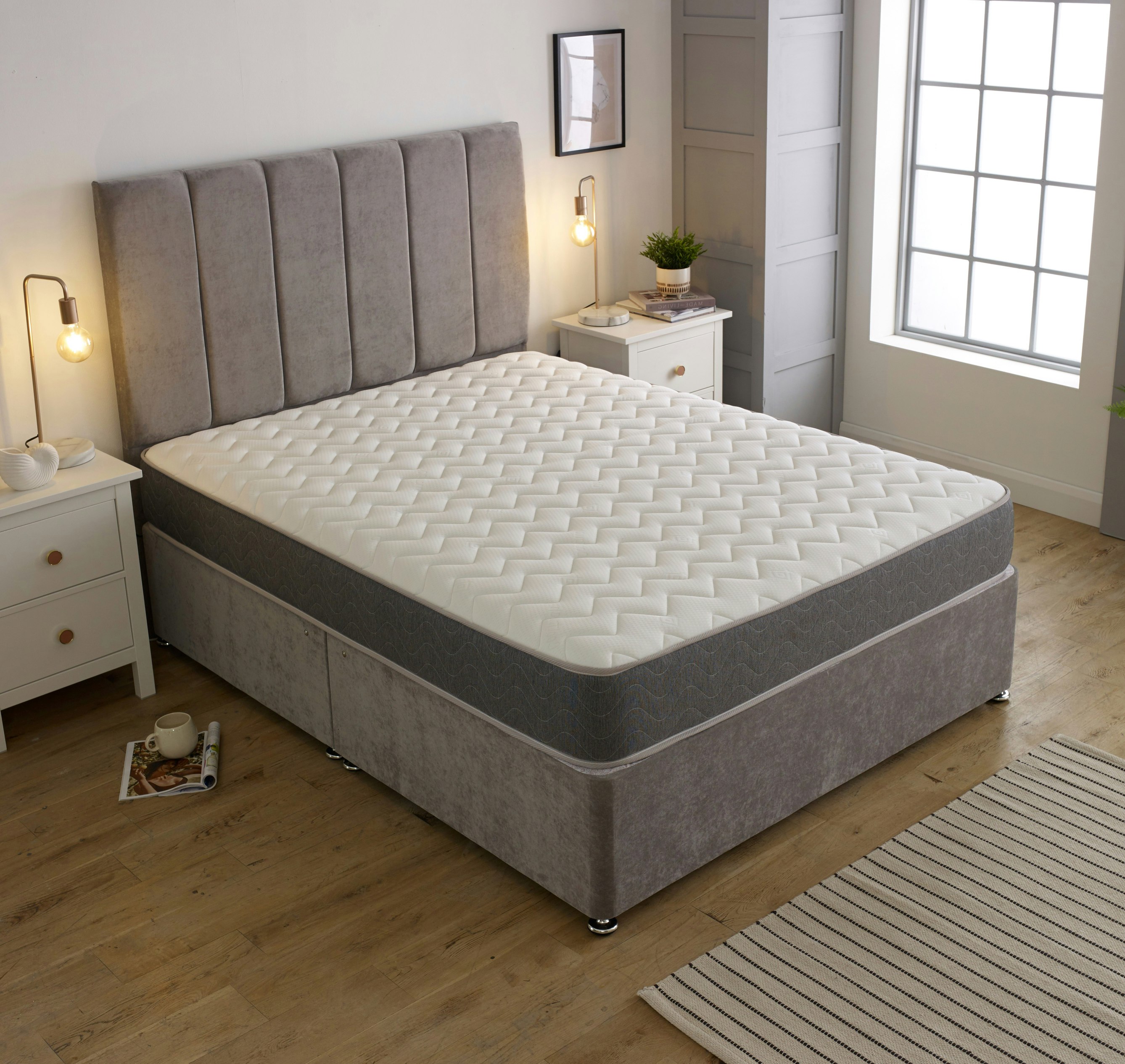 Rackhams Grey Waveflex Hybrid Mattress - 18Cm Deep Breathable Cooltouch+ Sleep Surface - 1 - 2Ft6 Small Single Mattress (75Cm X 190Cm)