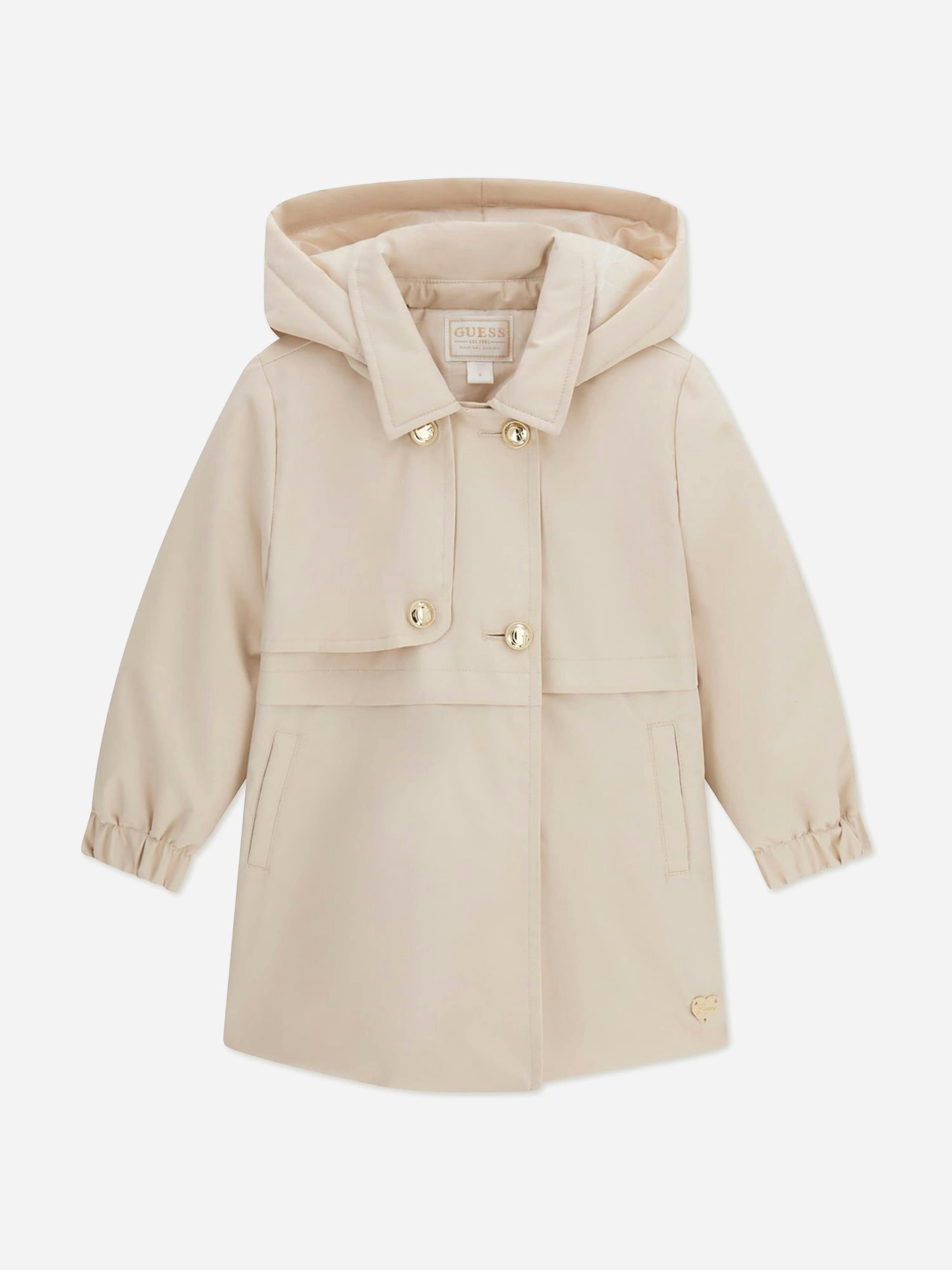 Guess Girls Beige Padded Trench Coat In - 5 Yrs