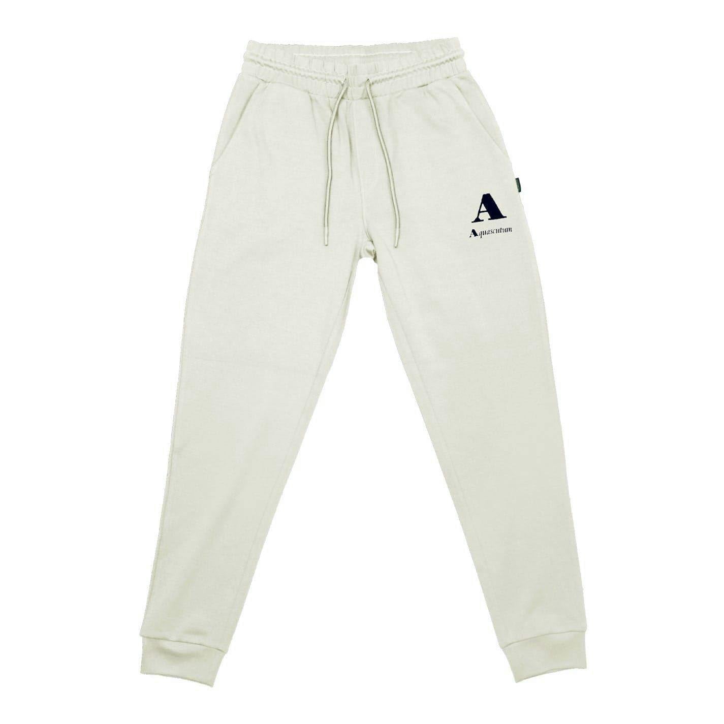 Aquascutum Men's Beige Logo Tapered Leg Slim Joggers - Xl R - 100% Mixed
