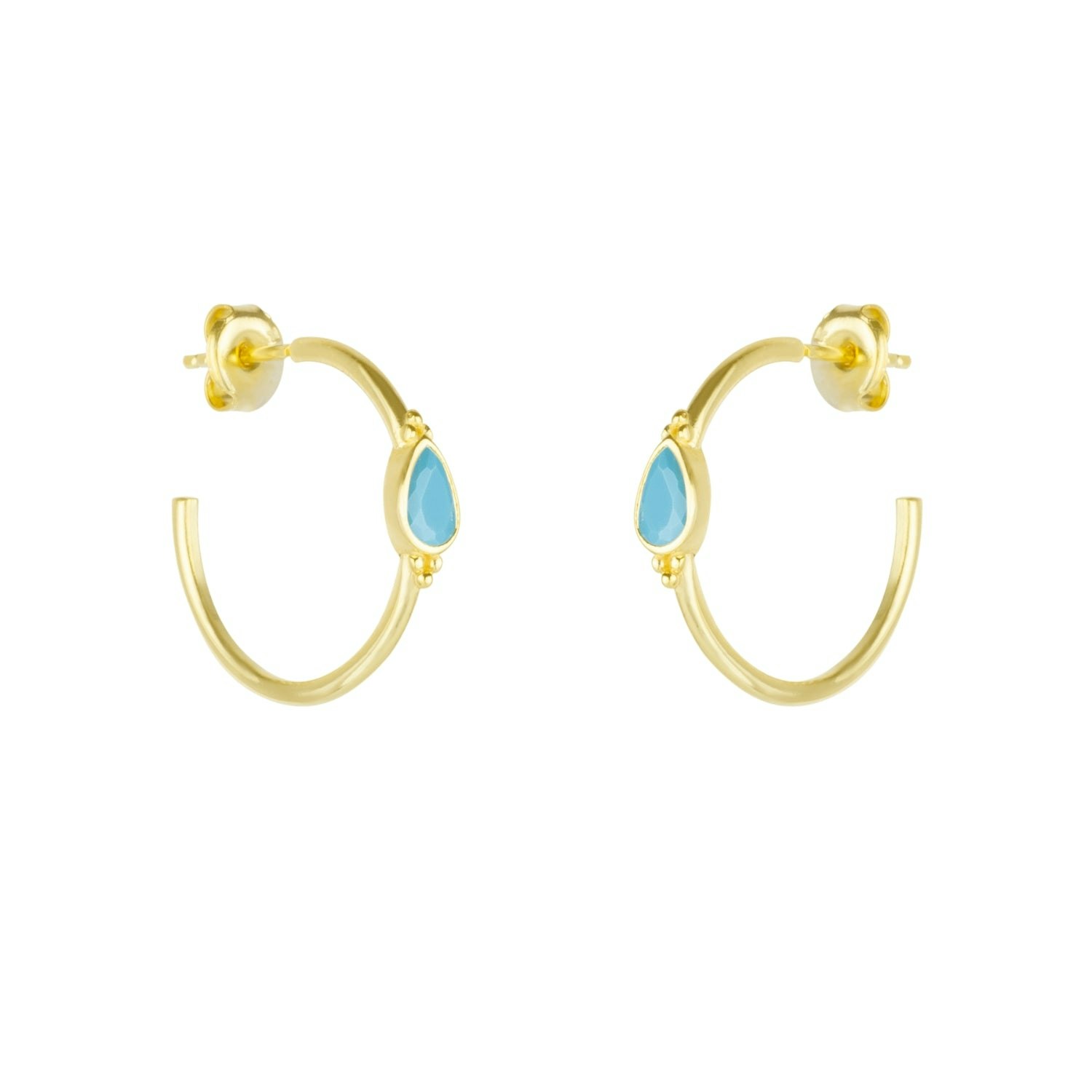 Spero London Turquoise/Silver Drop Solitaire Earrings Sterling - Gold - Gold