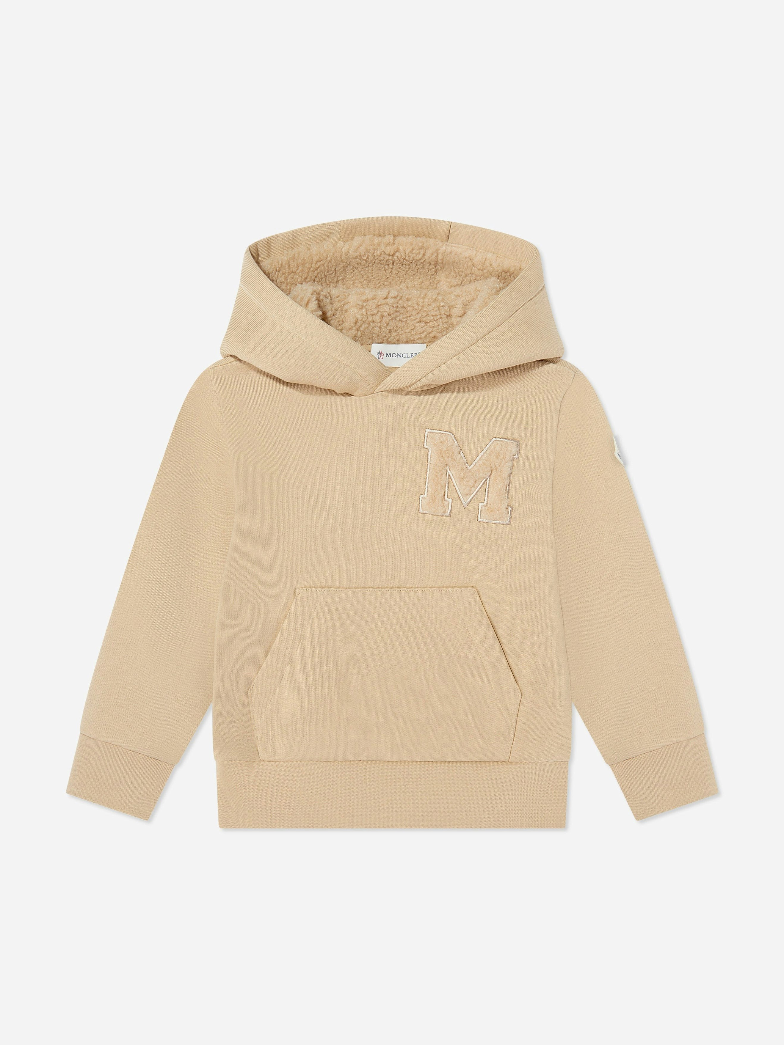 Moncler Enfant Boys Beige Logo Hoodie In - 4 Yrs