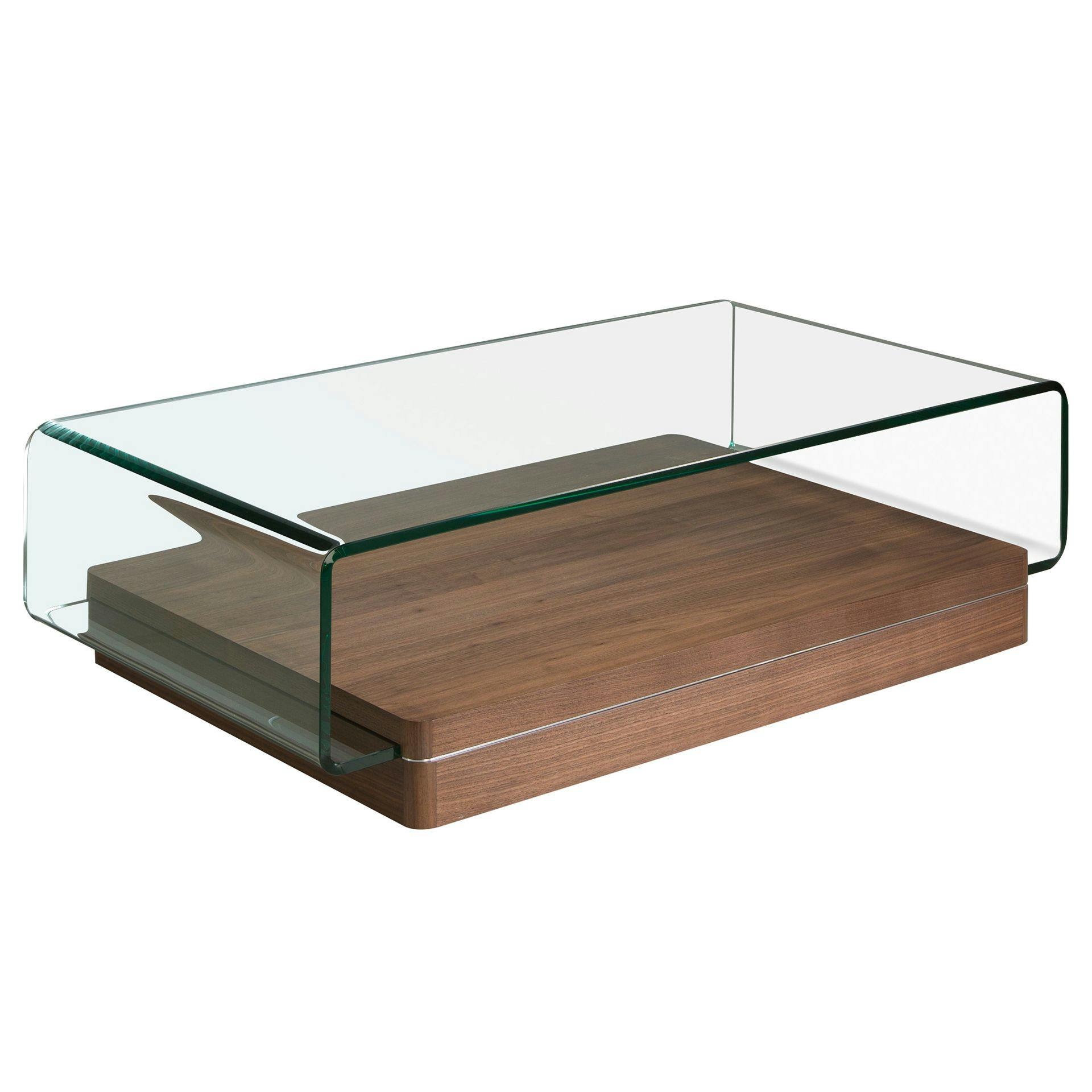 Rackhams Light Rectangular Tempered Glass And Walnut Coffee Table 2004
