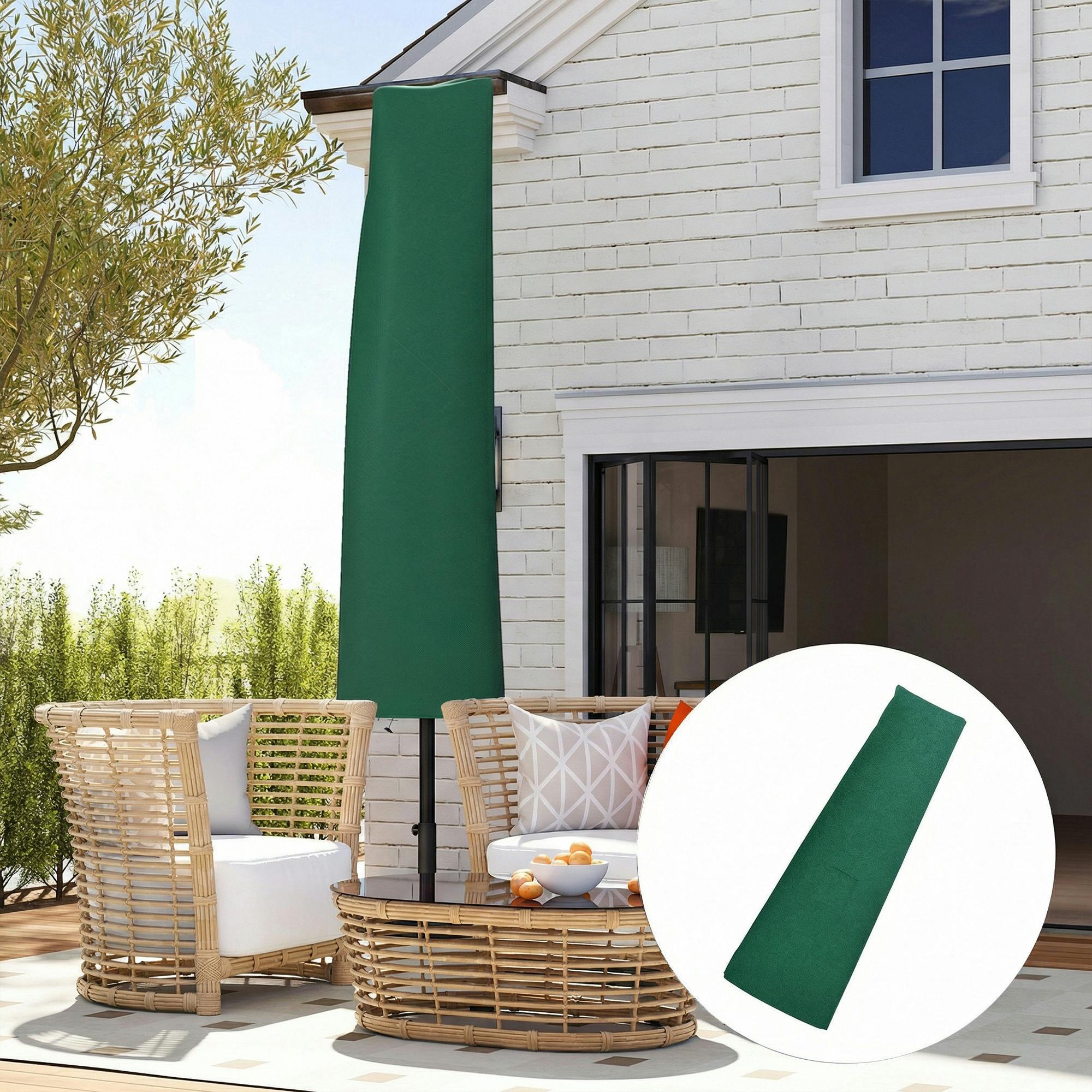 Rackhams Green Garden Parasol Cover, Outdoor Cantilever Banana Umbrella Protector - 240 X 48-70 Cm - 1 - Patio Umbrella Cover