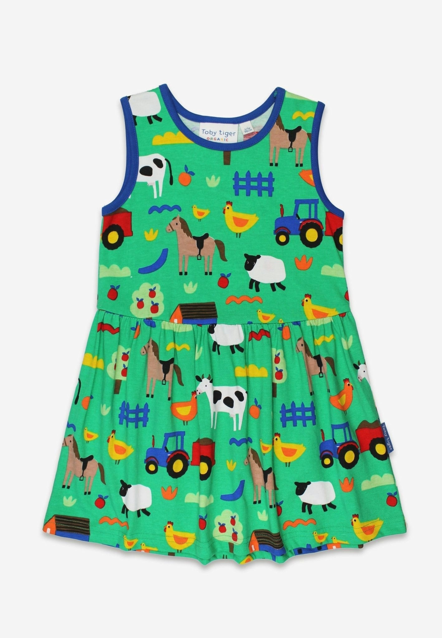 Toby Tiger Organic Hillside Print Summer Dress - 3-4Y / 104Cm