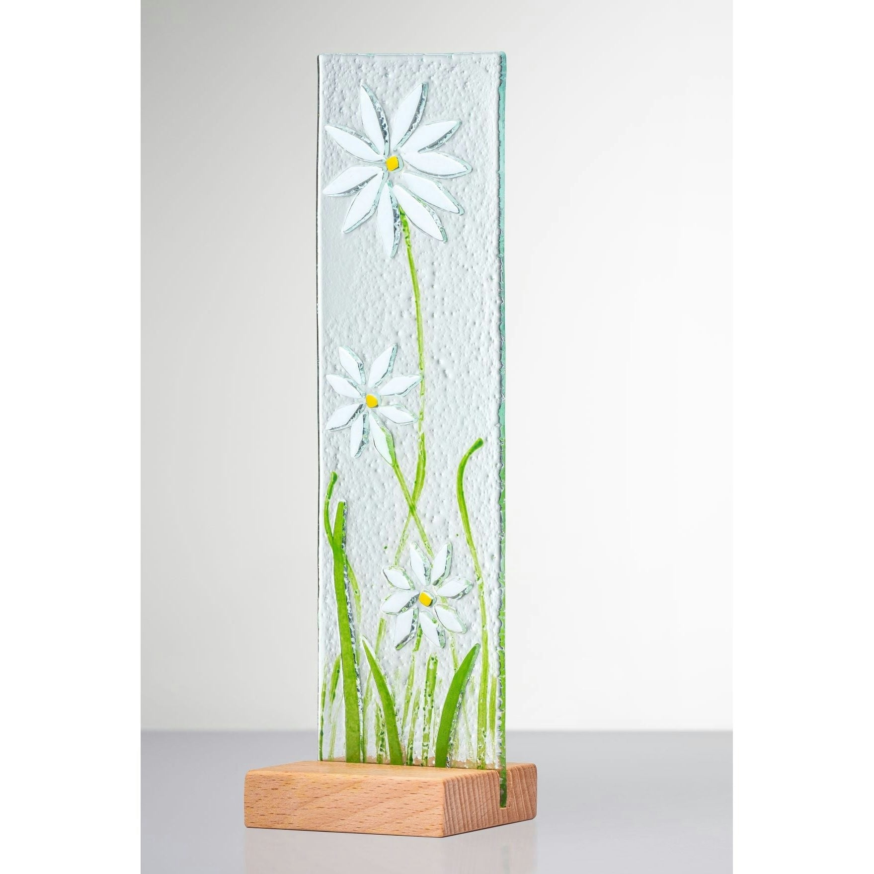Sienna Glass White Standing Decorative Flower Plaque