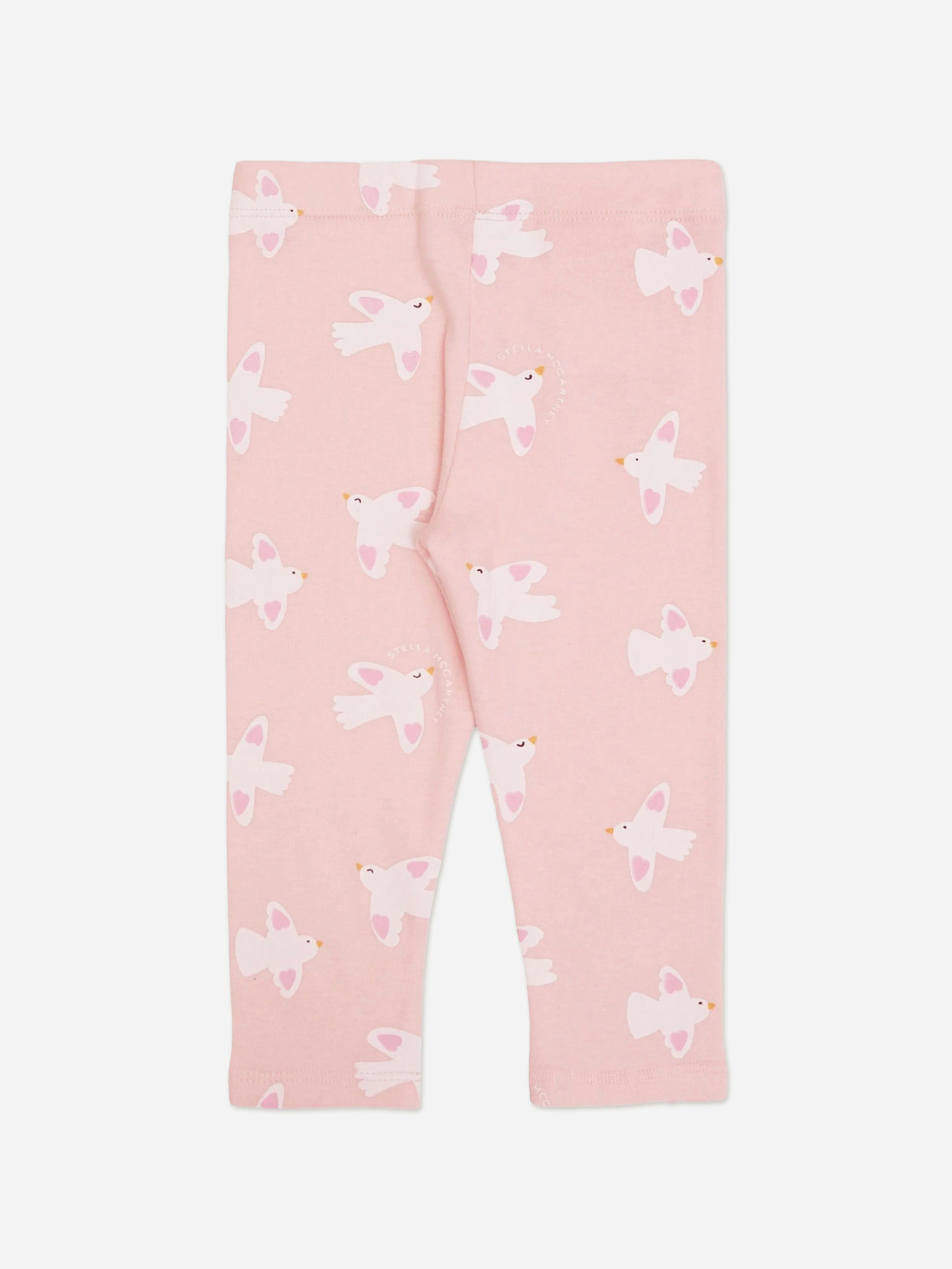 Stella Mccartney Kids Girls Pink Stella Mccartney Baby Birds Aop Leggings In - 36 Mths