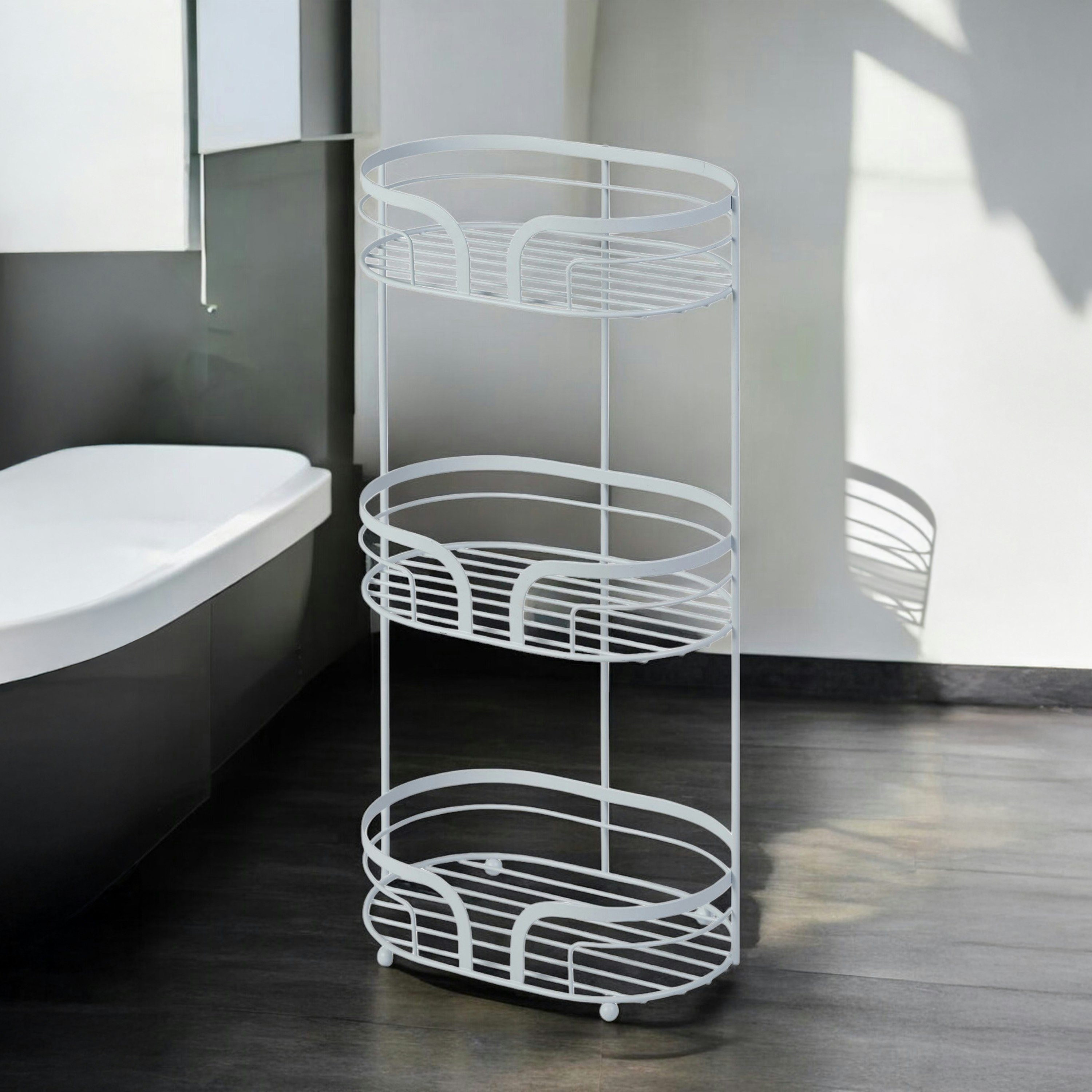 Showerdrape White Dante Freestanding Bathroom Floor Shower Caddy