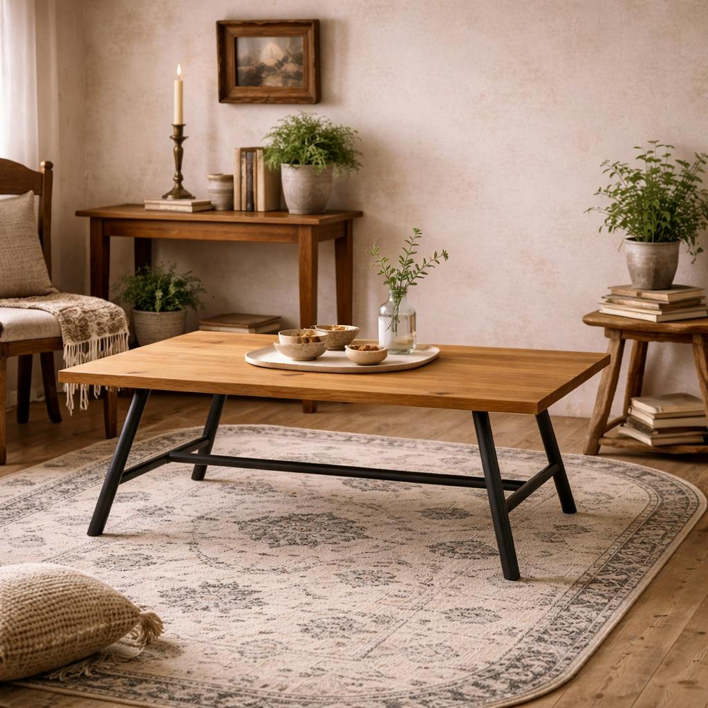 Wyld Haus Grain/Black Northmere Tawny Wood Effect And Metal Dining Table