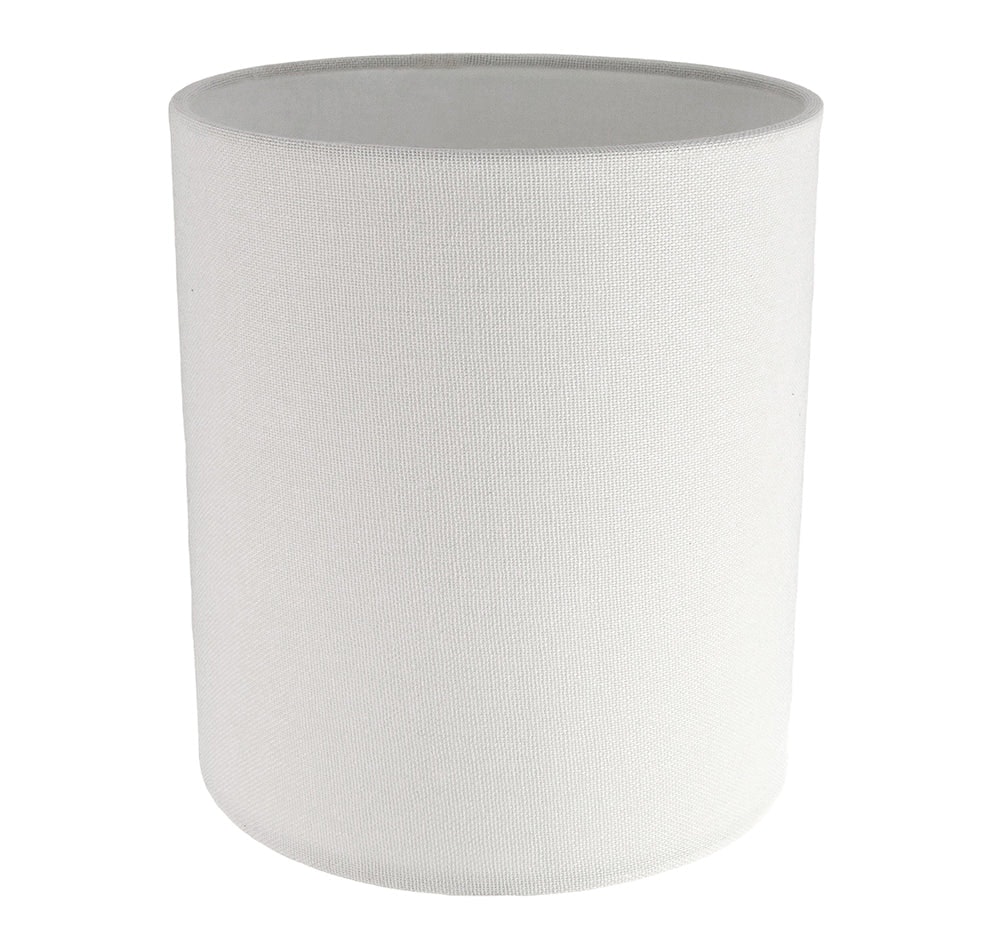 Happy Homewares Ivory/White Contemporary And Elegant Linen Fabric 18Cm High Cylinder Lamp Shade