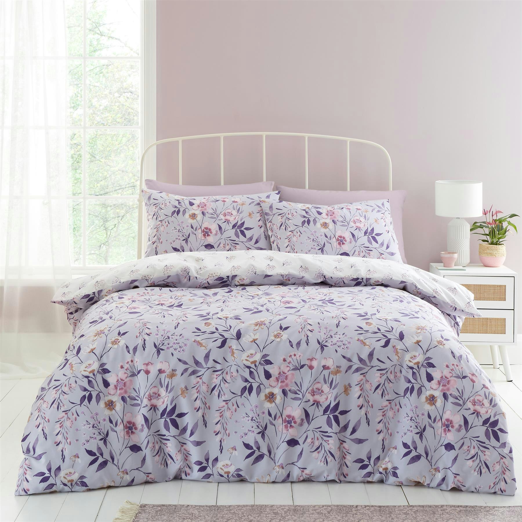 Rackhams Lilac Isadora Floral Duvet Cover Set - Polycotton - King