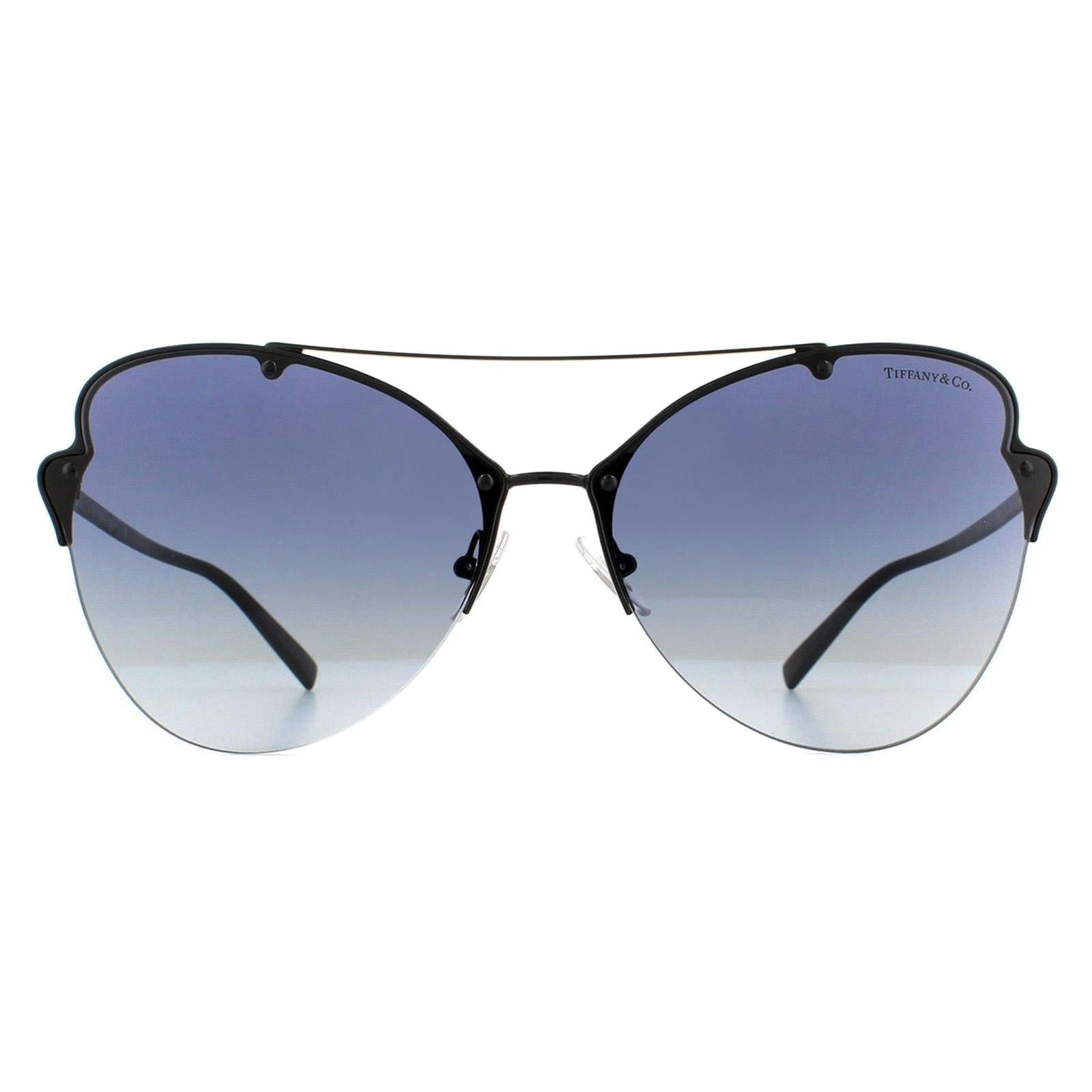 Tiffany Women's Black Cat Eye Blue Gradient Sunglasses - Image 5