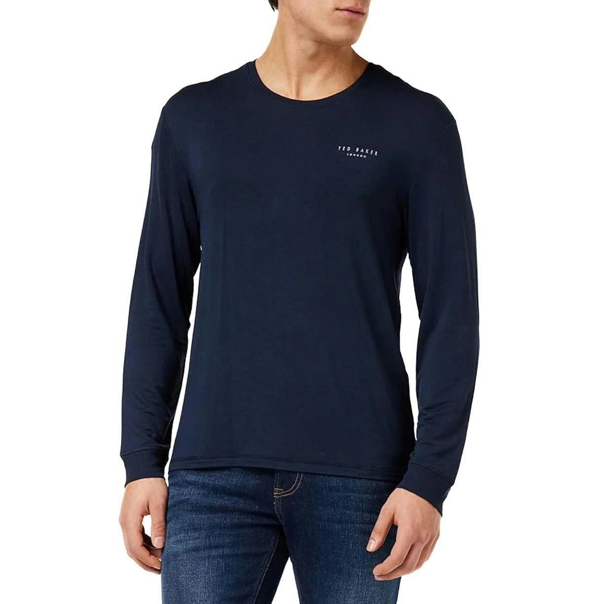 Ted Baker Men's Long-Sleeved Luxe Modal Lounge Top, Navy - Large