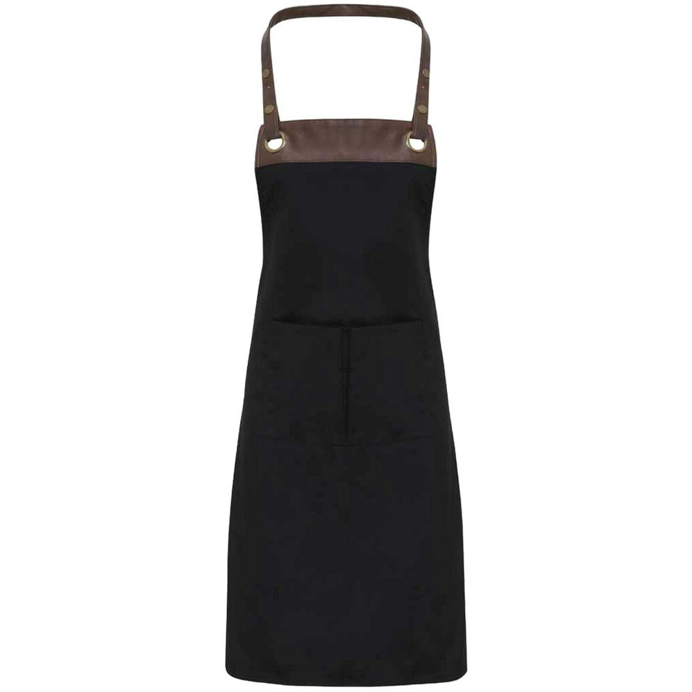 Premier Unisex True Black Espresso Bib Apron In - Image 2