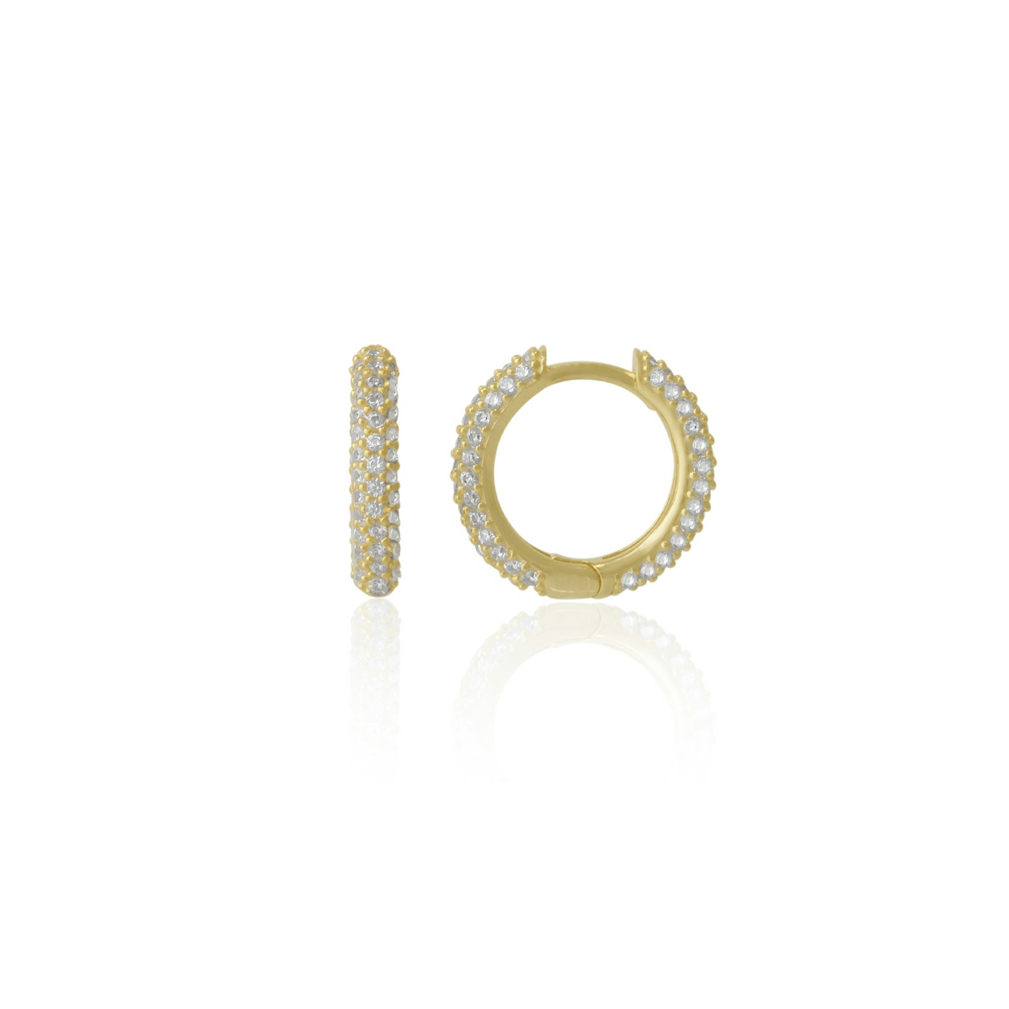Spero London Silver/Gold Pave Sterling Hoop Earrings