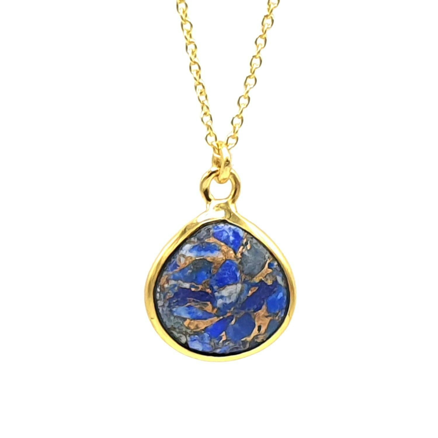 Harfi Women's Gold 18Ct Vermeil Plated Lapis Lazuli Gemstone Crystal Necklace