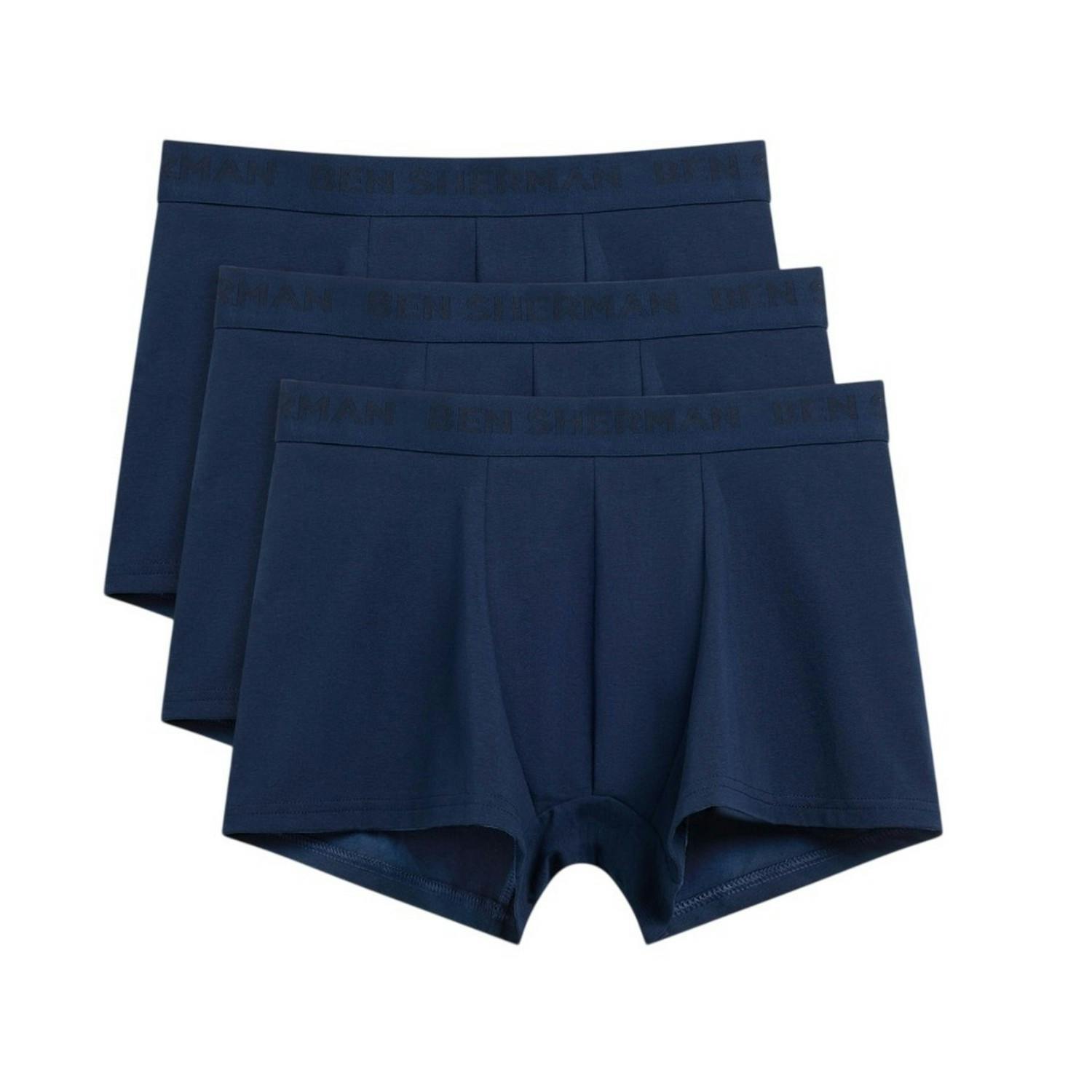 Ben Sherman Men's Dark Navy Pack Of 3 Tonal Boxer Shorts - Image 3