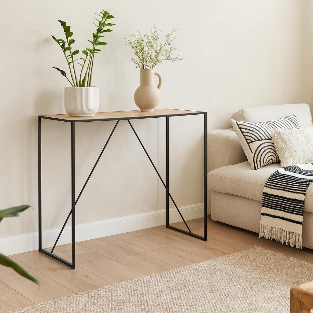 Wyld Haus Black El Paso Metal And Wild Oak Veneer Bar Table