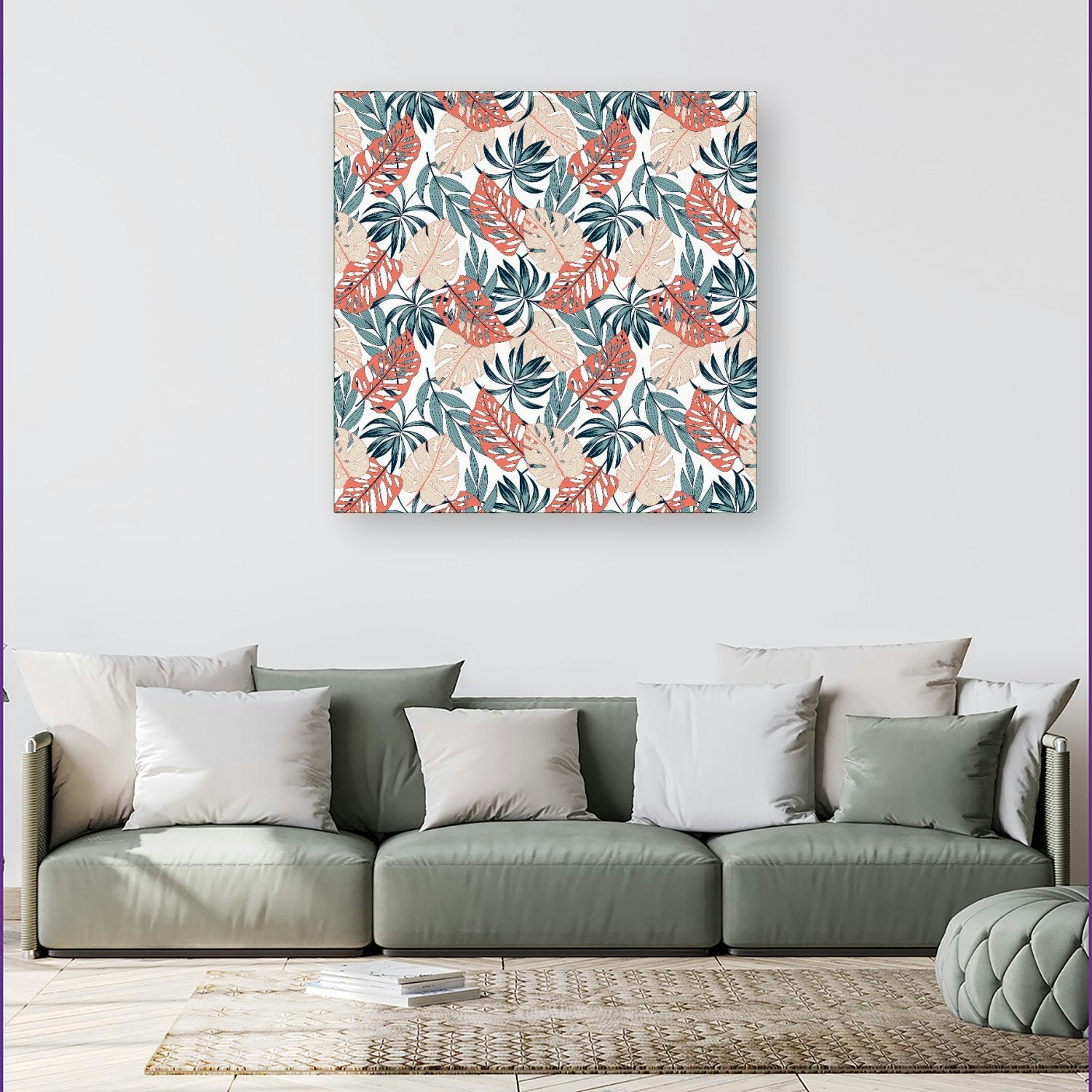 Rackhams Tropical Leaf Pattern Canvas - Small 10" X 10"