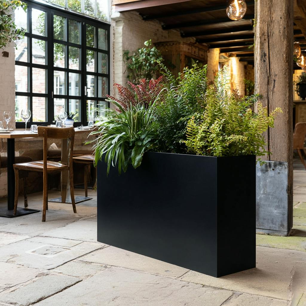 Rackhams Black/Green Galvanised Matte Trough Metal Planter - 90Cm X 82Cm