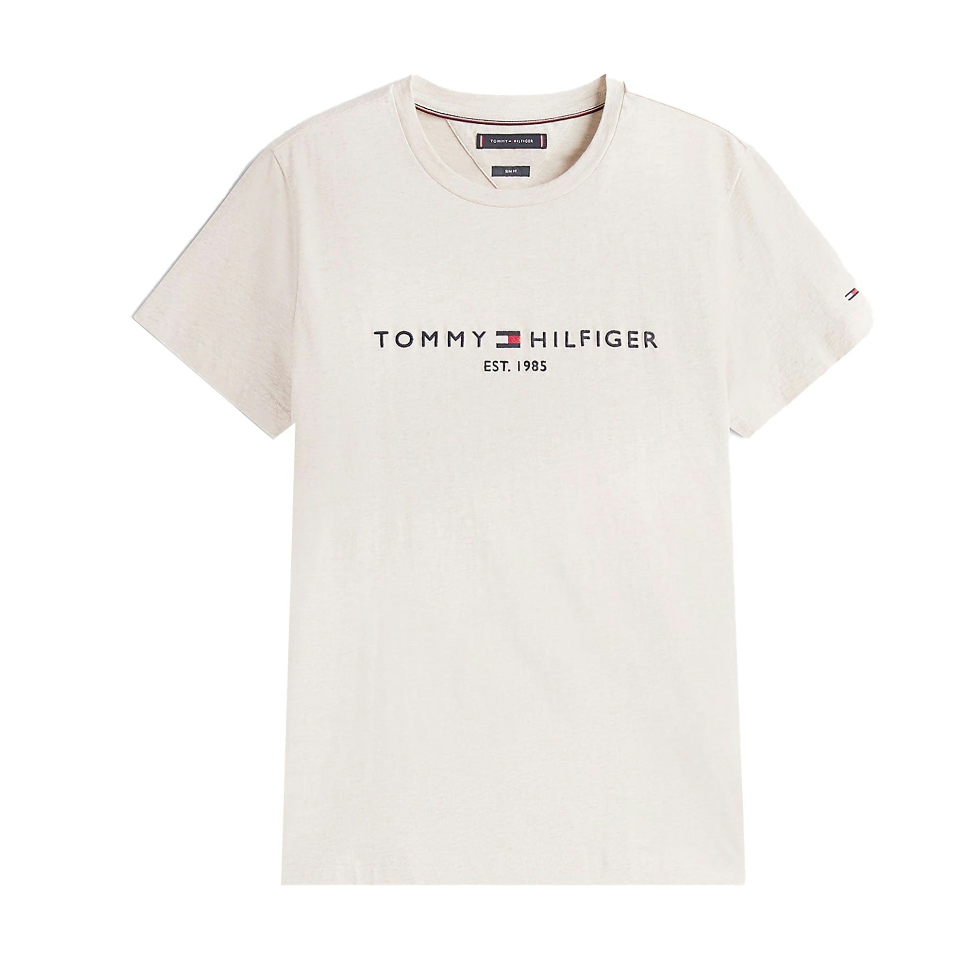 Tommy Hilfiger Slim Logo Embroidery T-Shirt Heathered Oatmilk - M