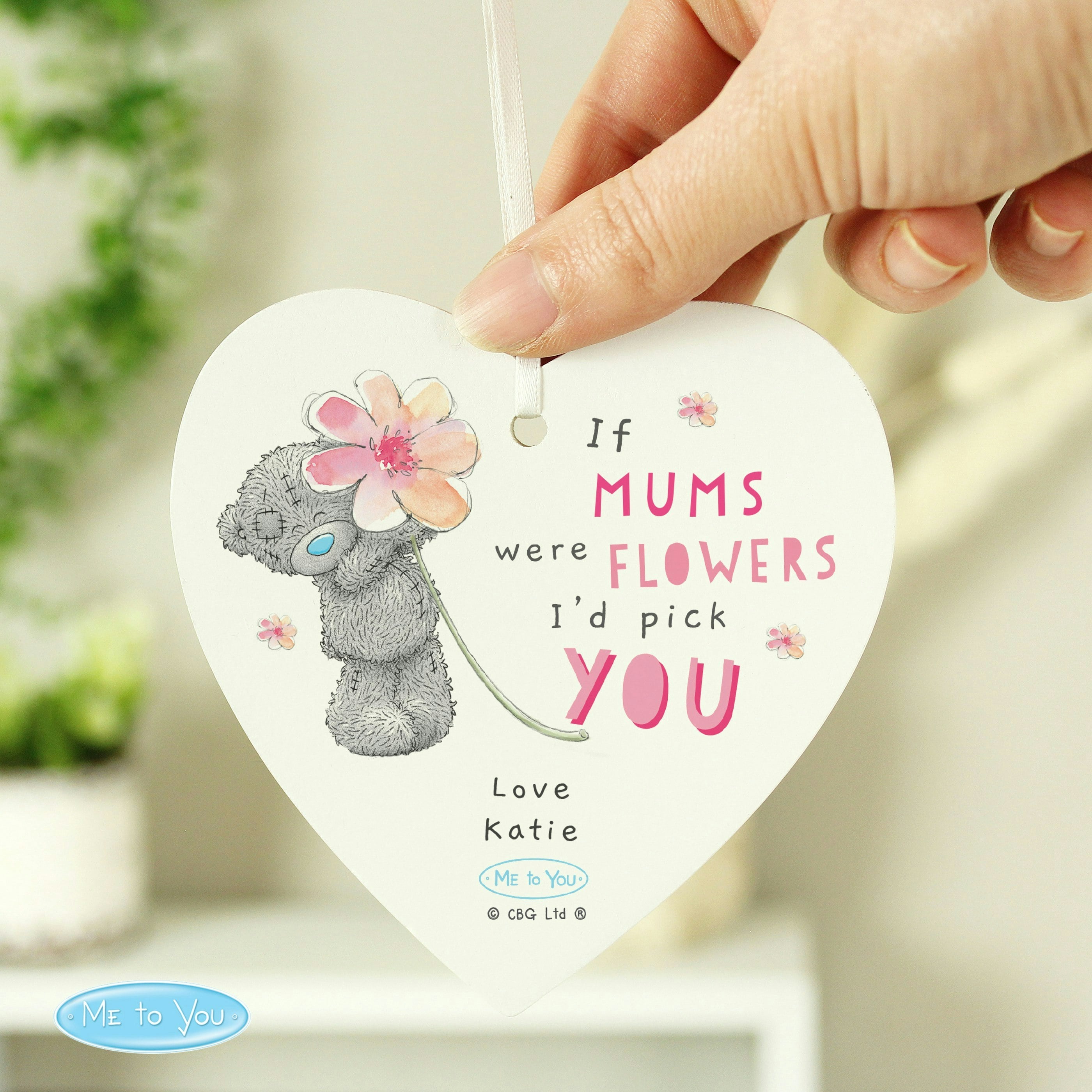 Rackhams Personalised Me To You If... Were Flowers Wooden Heart Decoration
