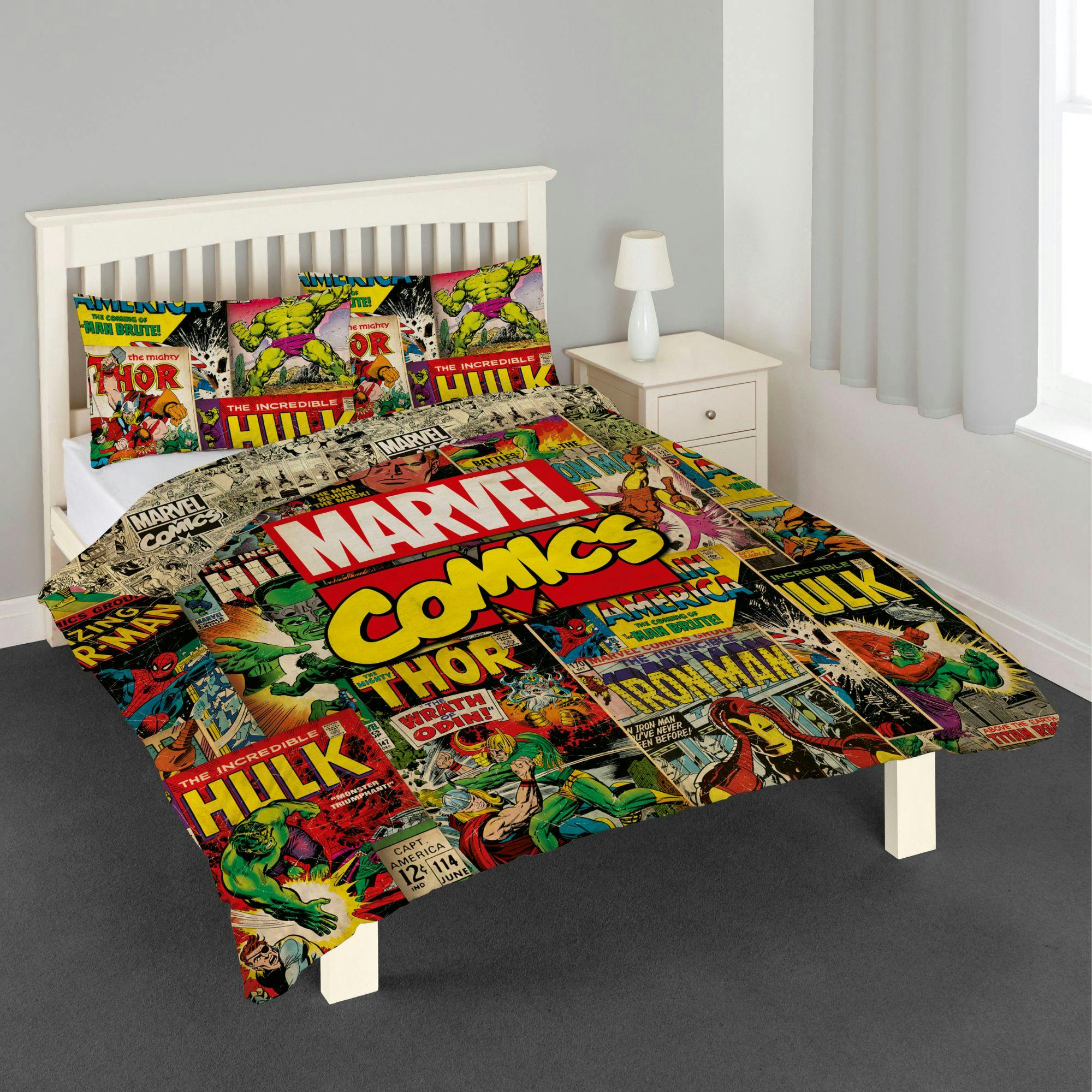 Marvel Avengers Comics Multi Duvet Cover Set - Double