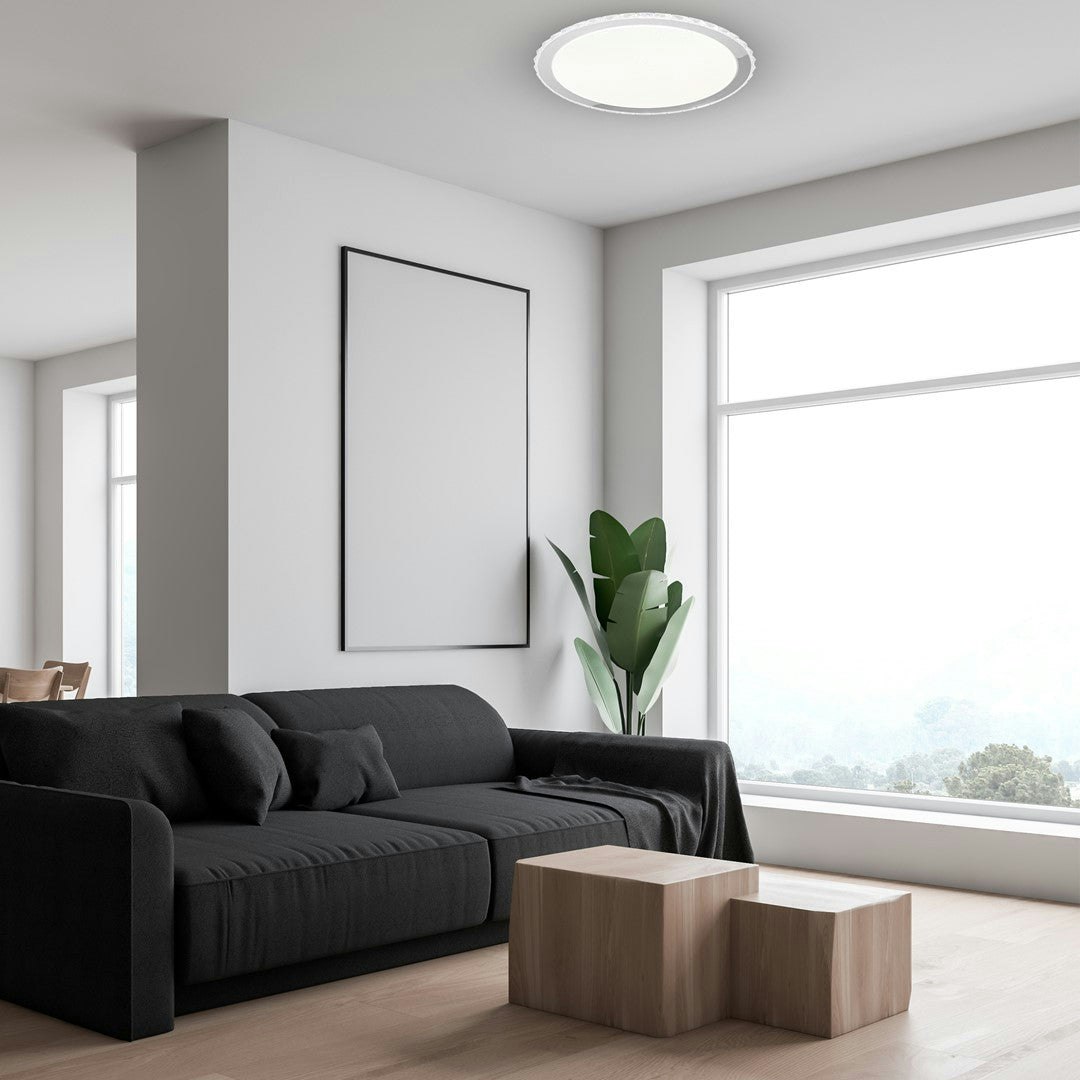 Rackhams White Layla Stylish Ceiling Lamp 66W Led Dimmable With Invluded Remote Shade Designed To Give The Effect Of A Starry Sky