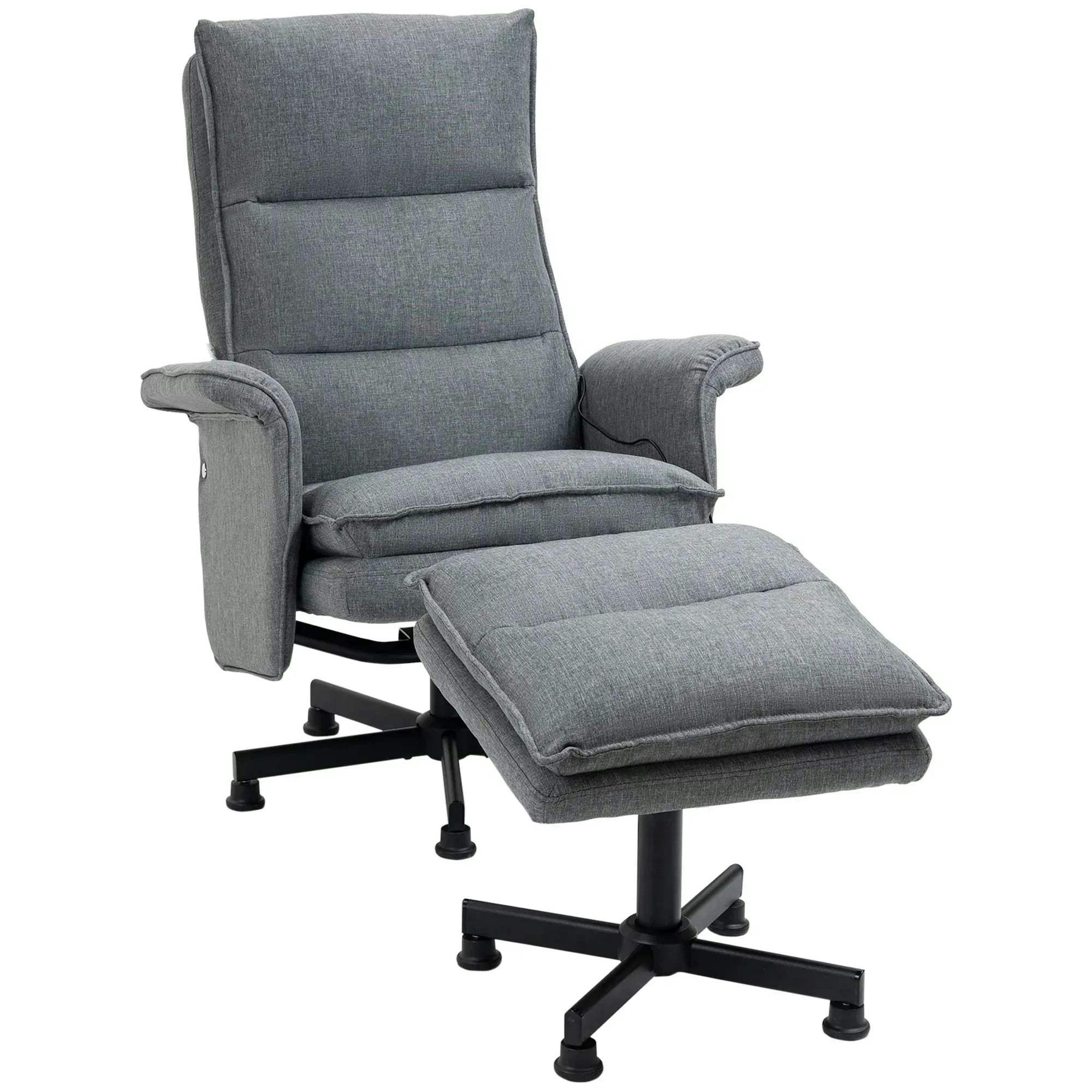 Homcom Grey Swivel Massage Recliner Chair With Footstool, Remote Control, Steel Base, Cat Scratch Resistant, | Aosom Uk - Image 7