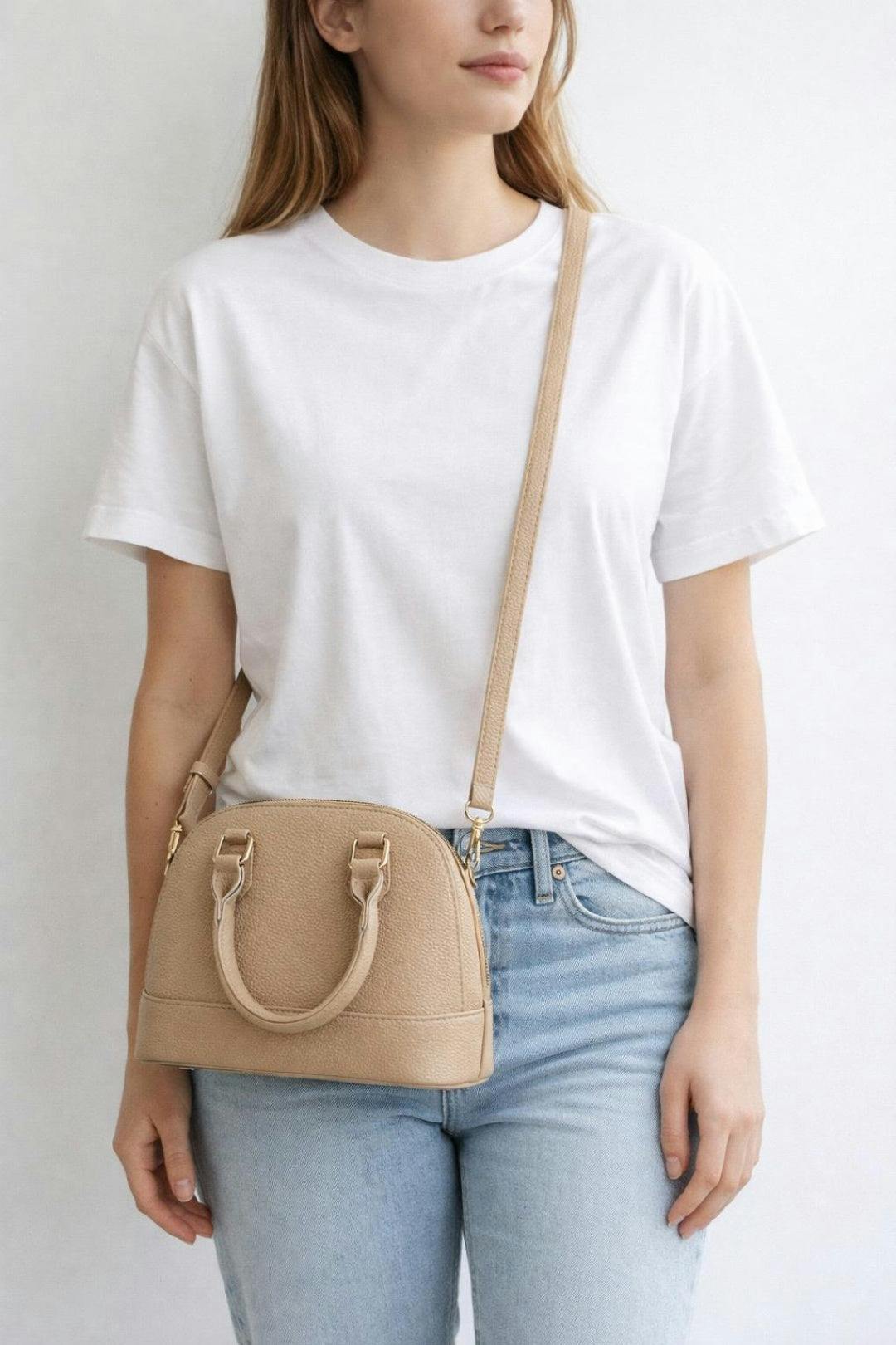 Svnx Beige Faux Leather Mini Crossbody Bag In - One Size