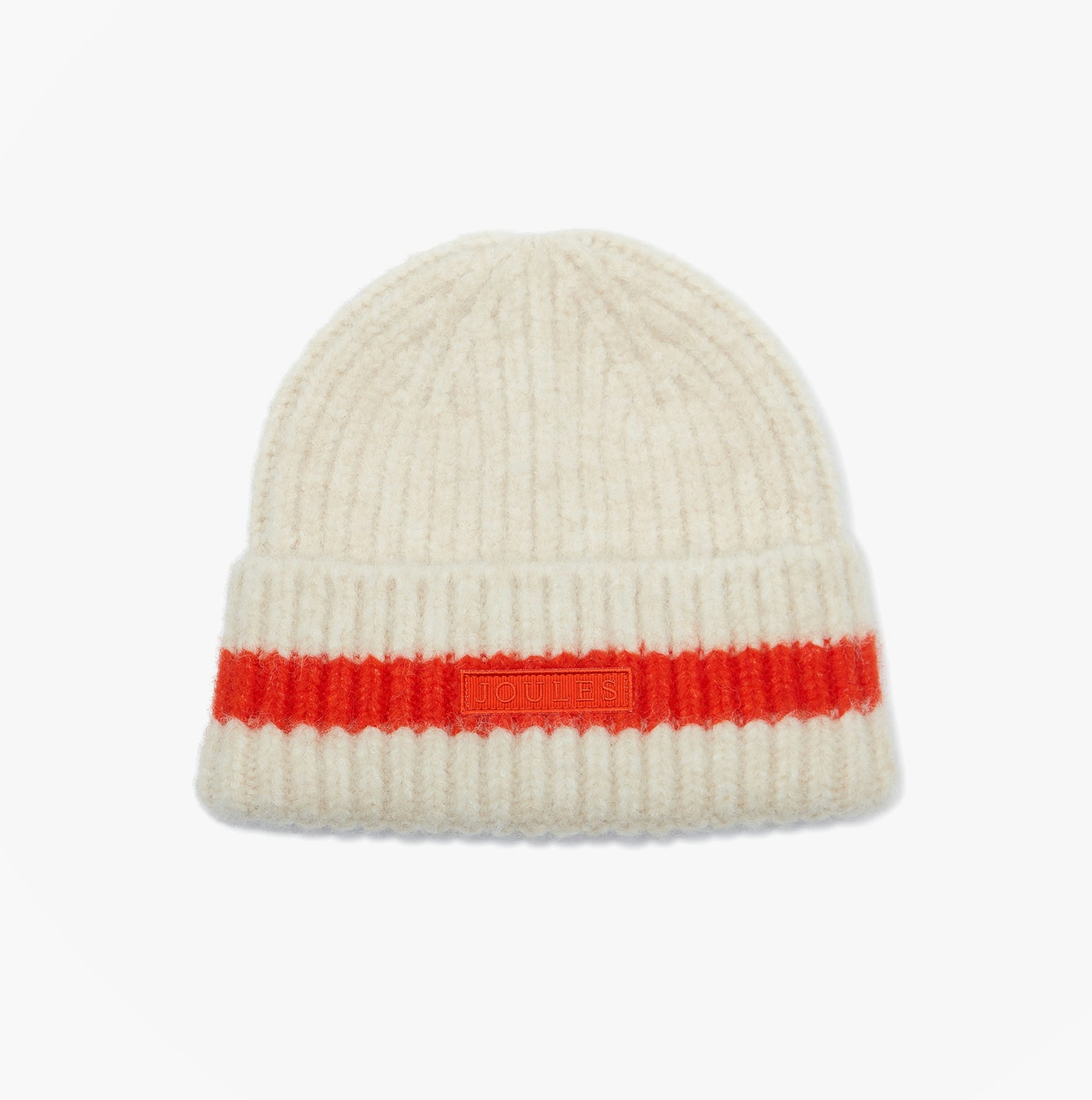Joules Women's Orange Popley Stripe Beanie /Neutral