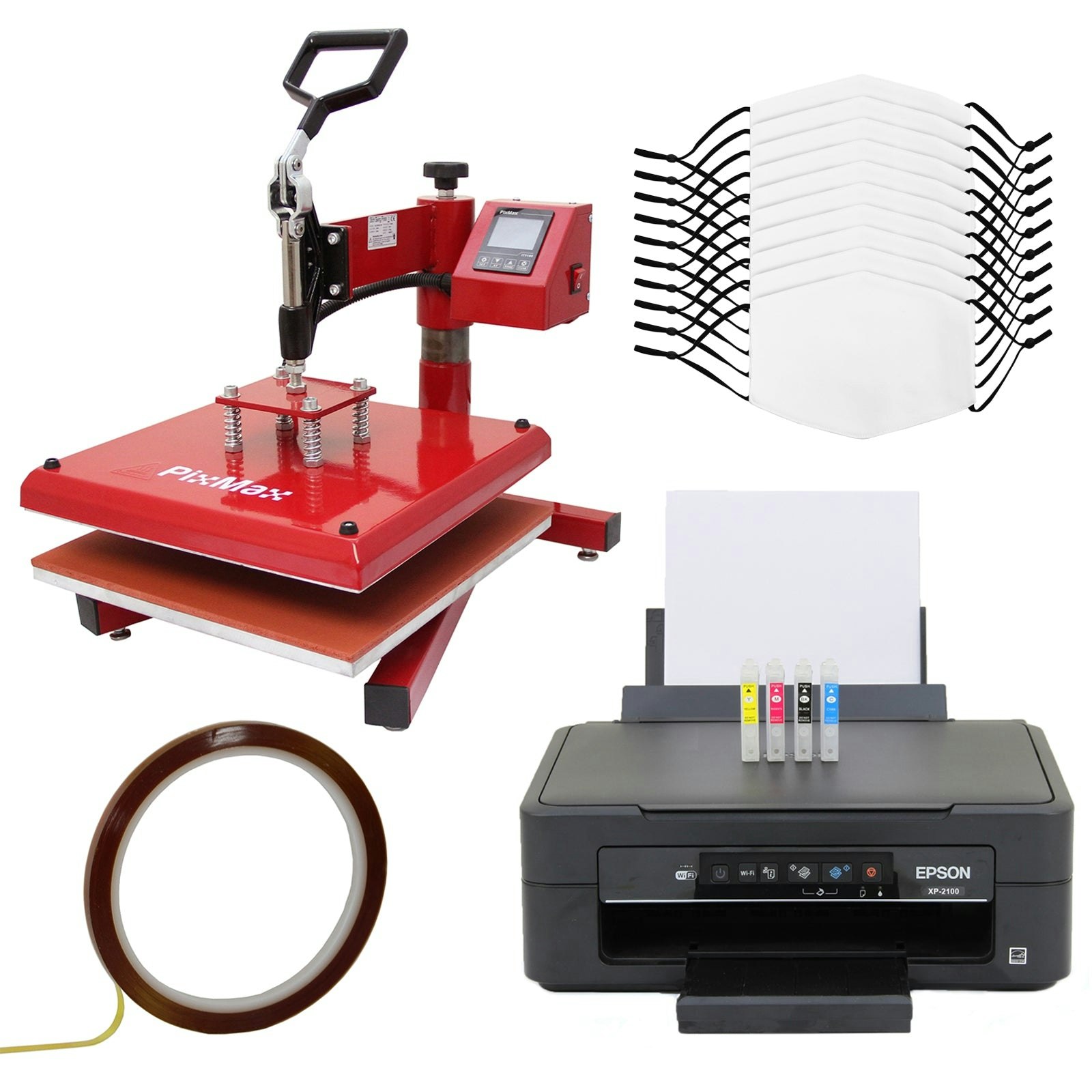Rackhams 10 Sublimation Face Masks, Swing Heat Press & Epson Printer