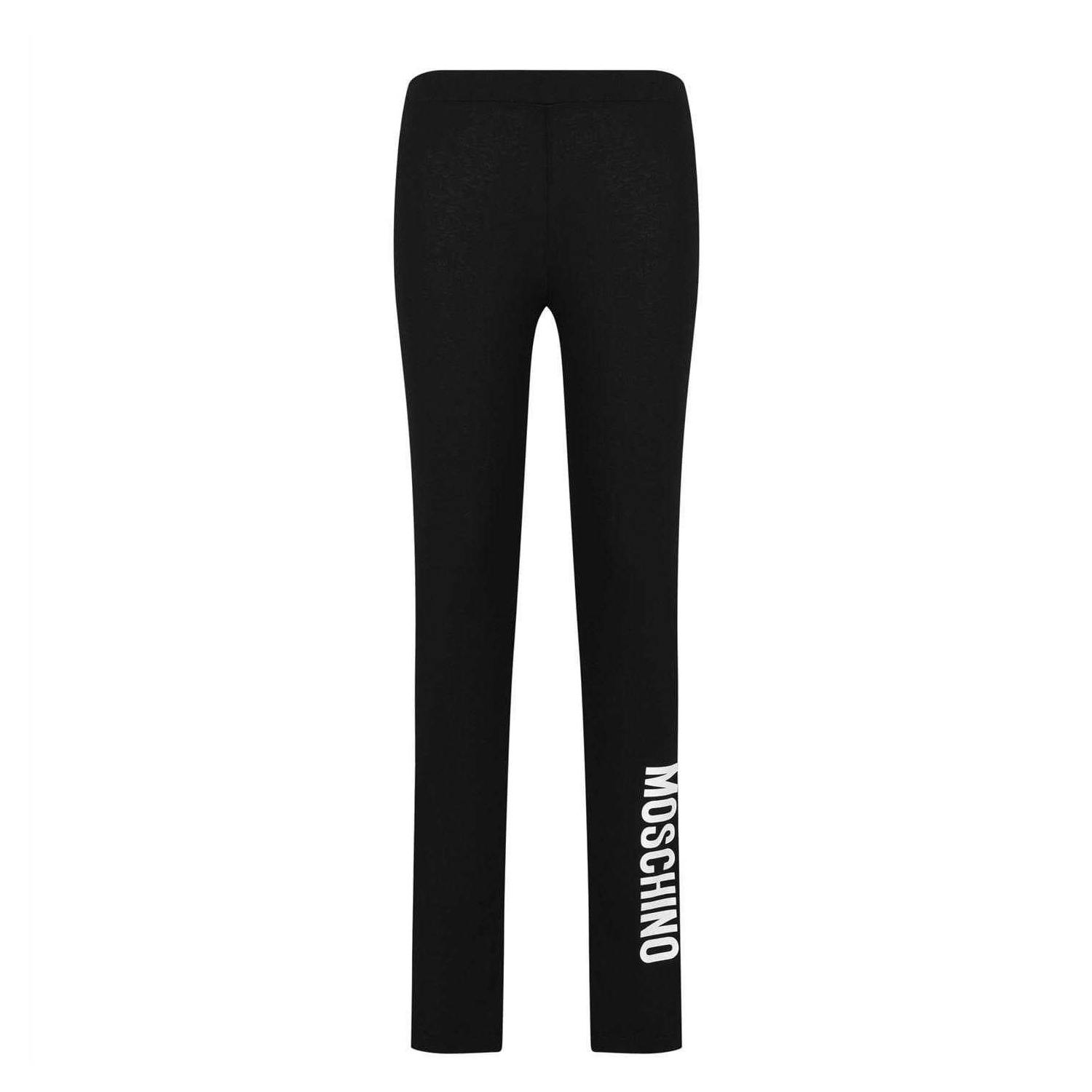 Moschino Girls Black Cotton Logo Leggings - 14 Years - 95% Cotton/5% Elastane