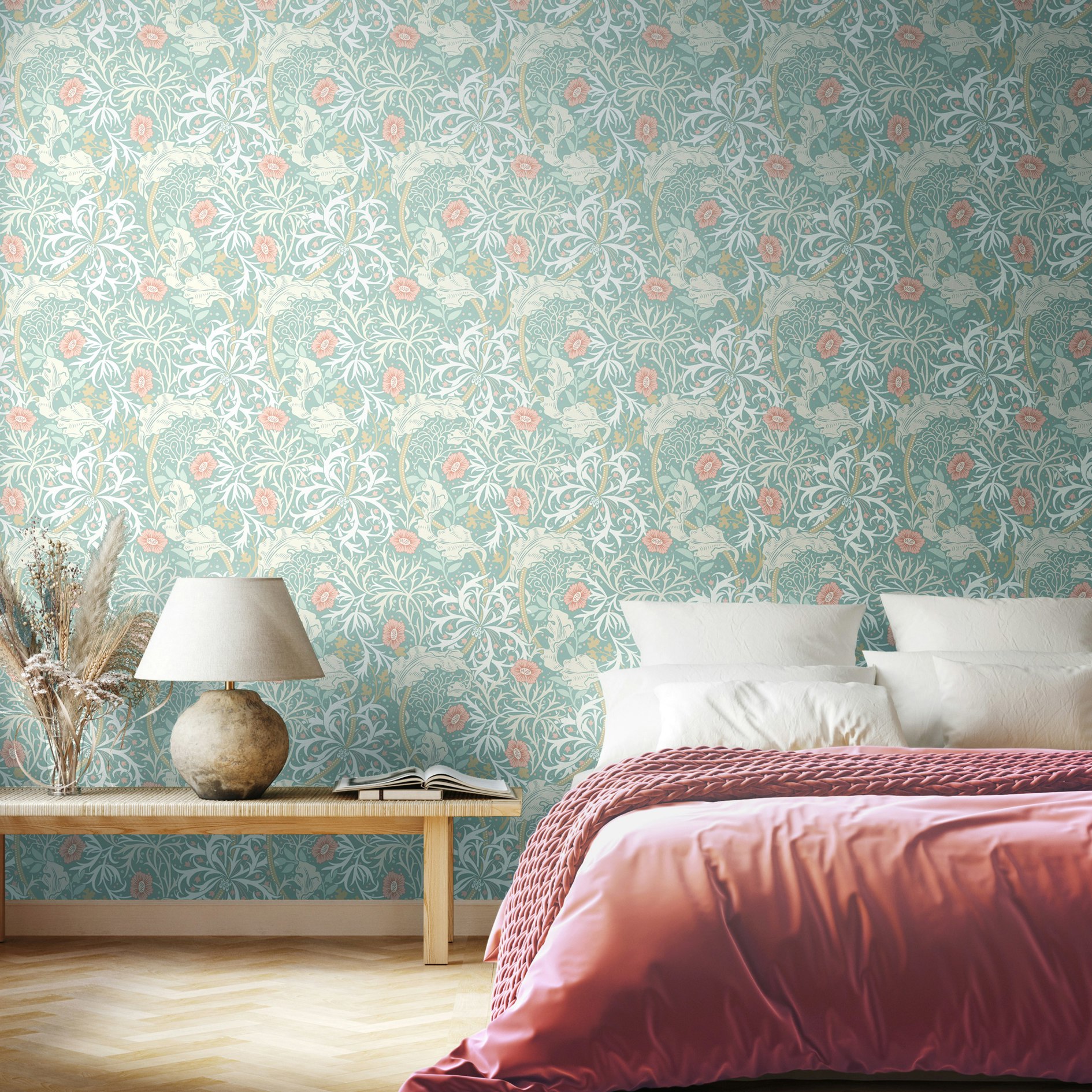 Hoopla Walls Seaweed Garden - Seafoam 10M Wallpaper - Seafoam