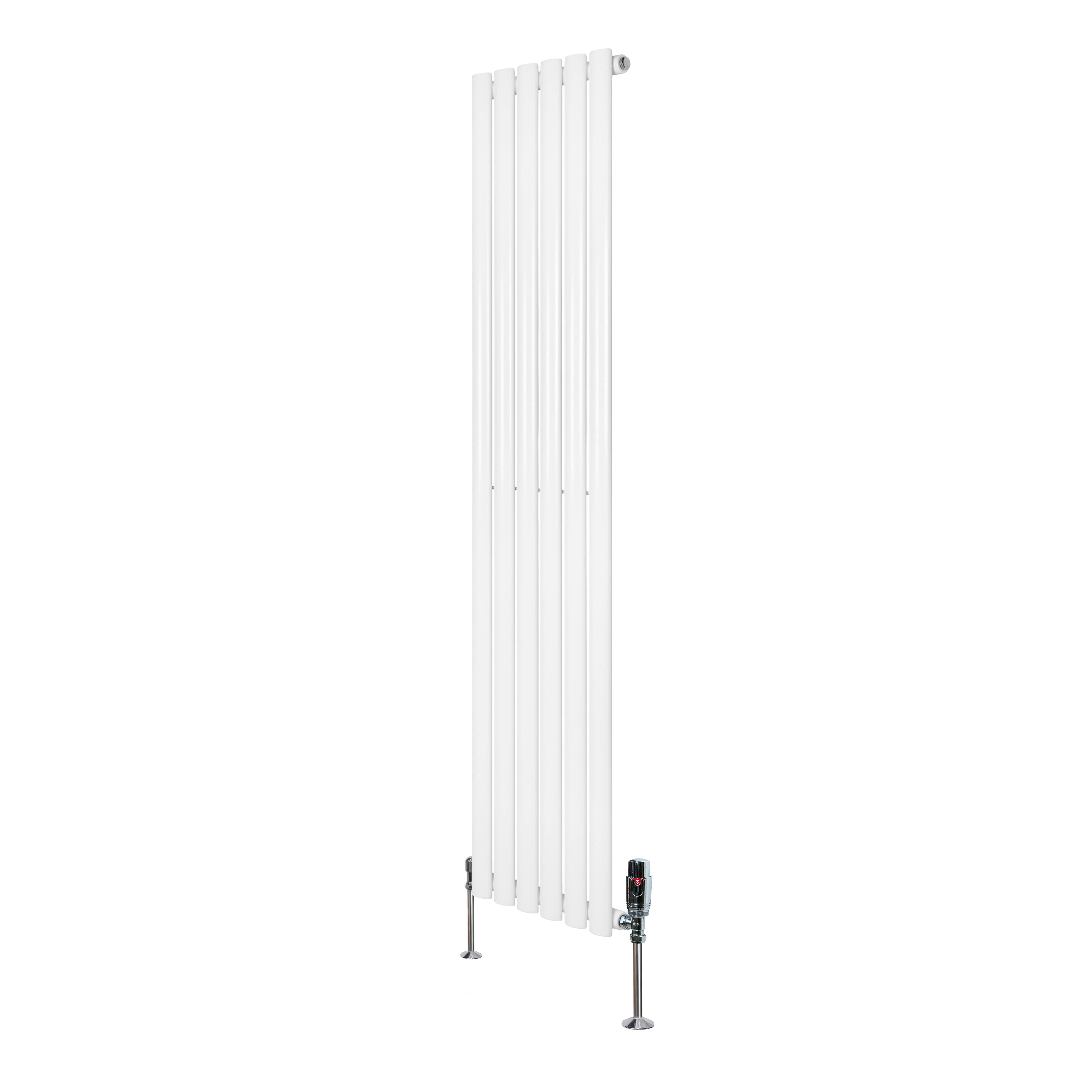 Monstershop White Oval Single Column Radiator & Valves – 1600Mm X 360Mm –